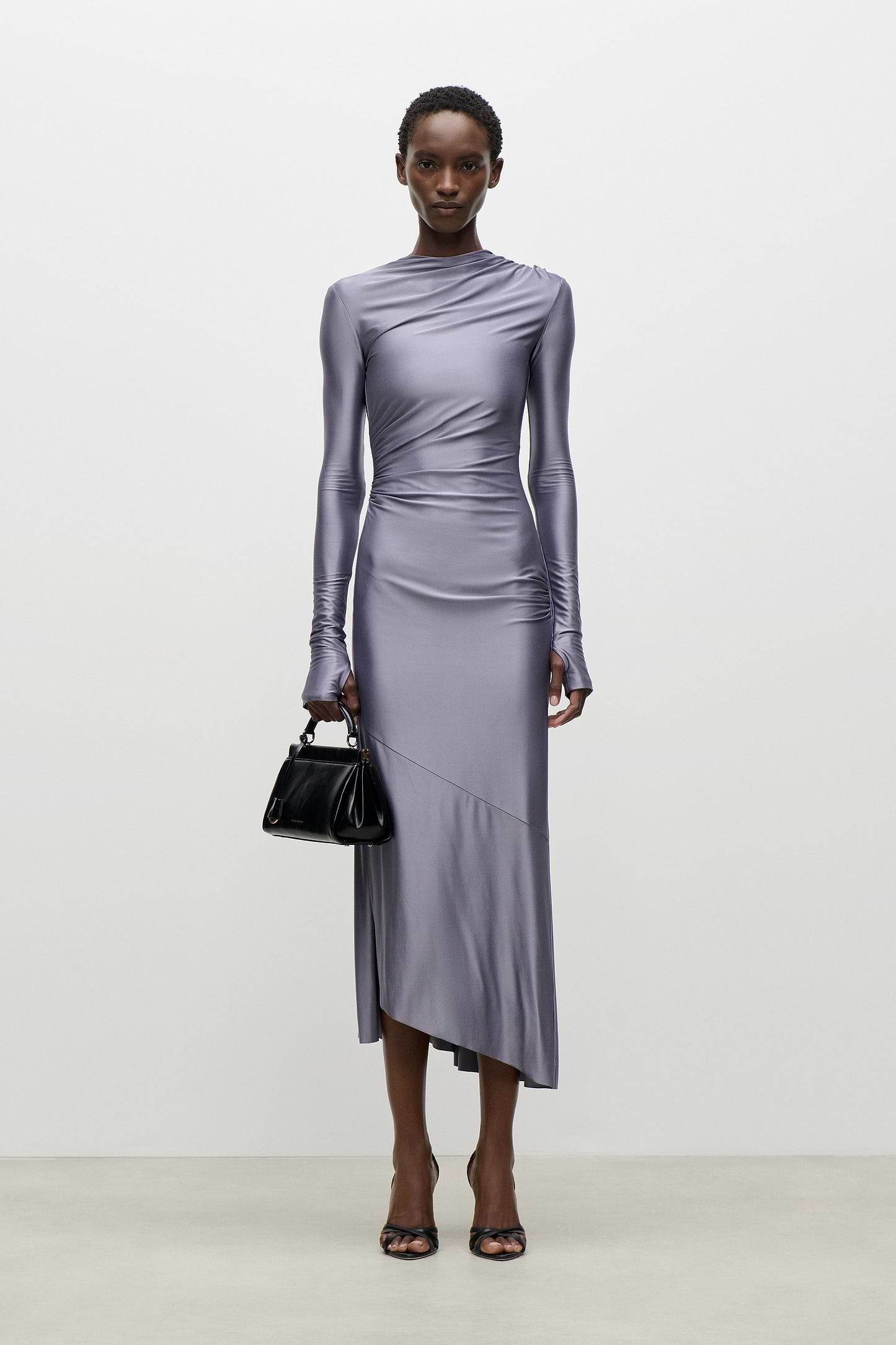 Draped Midi Dress In Lilac