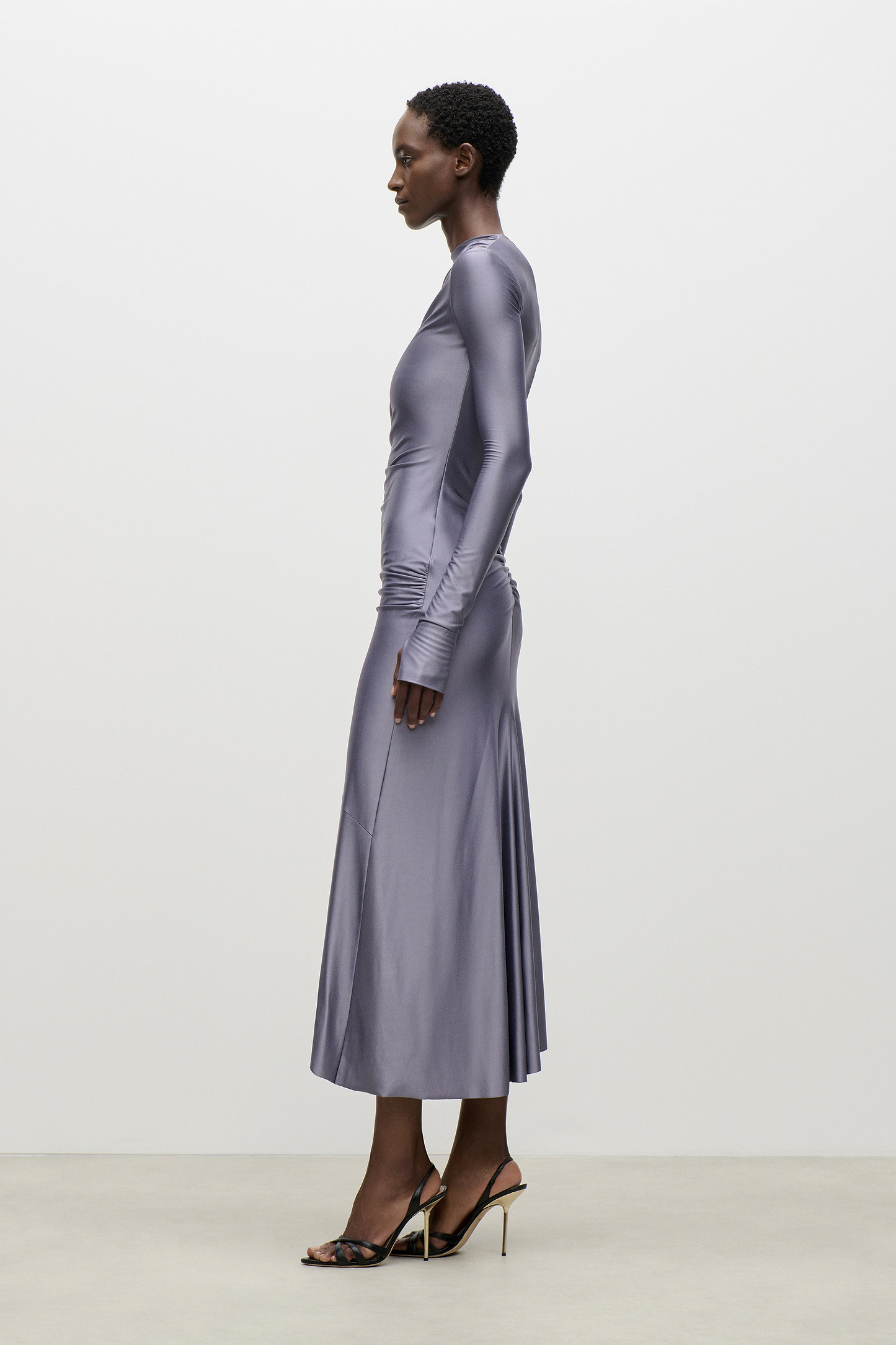 Draped Midi Dress In Lilac
