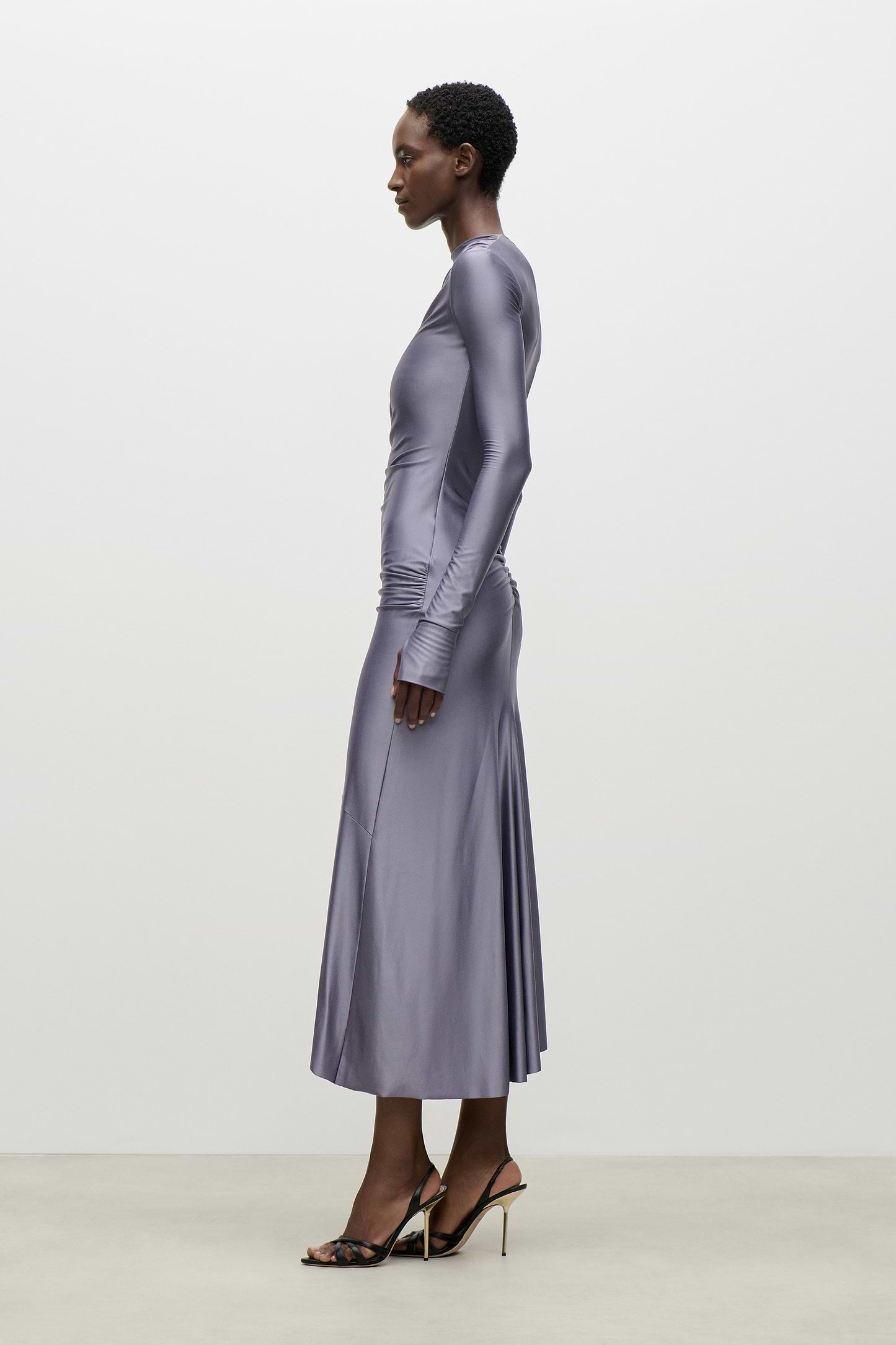 Draped Midi Dress In Lilac