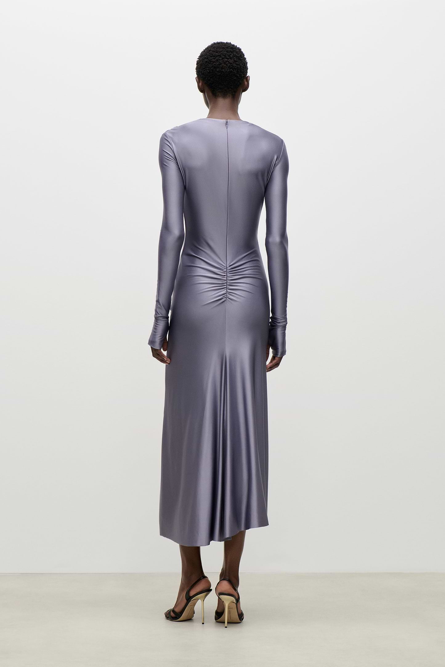 Draped Midi Dress In Lilac