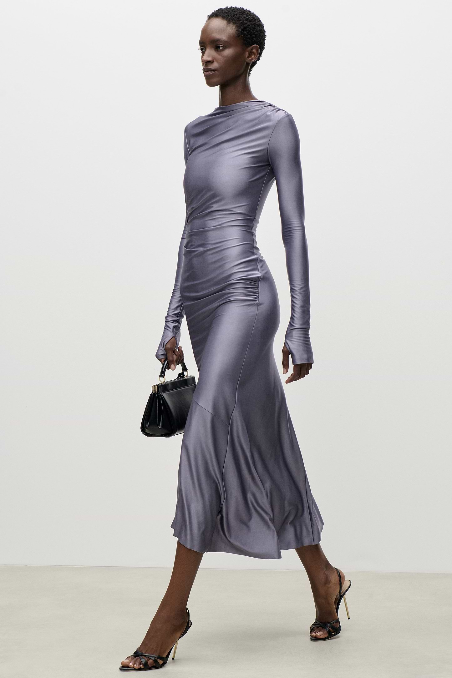 Draped Midi Dress In Lilac
