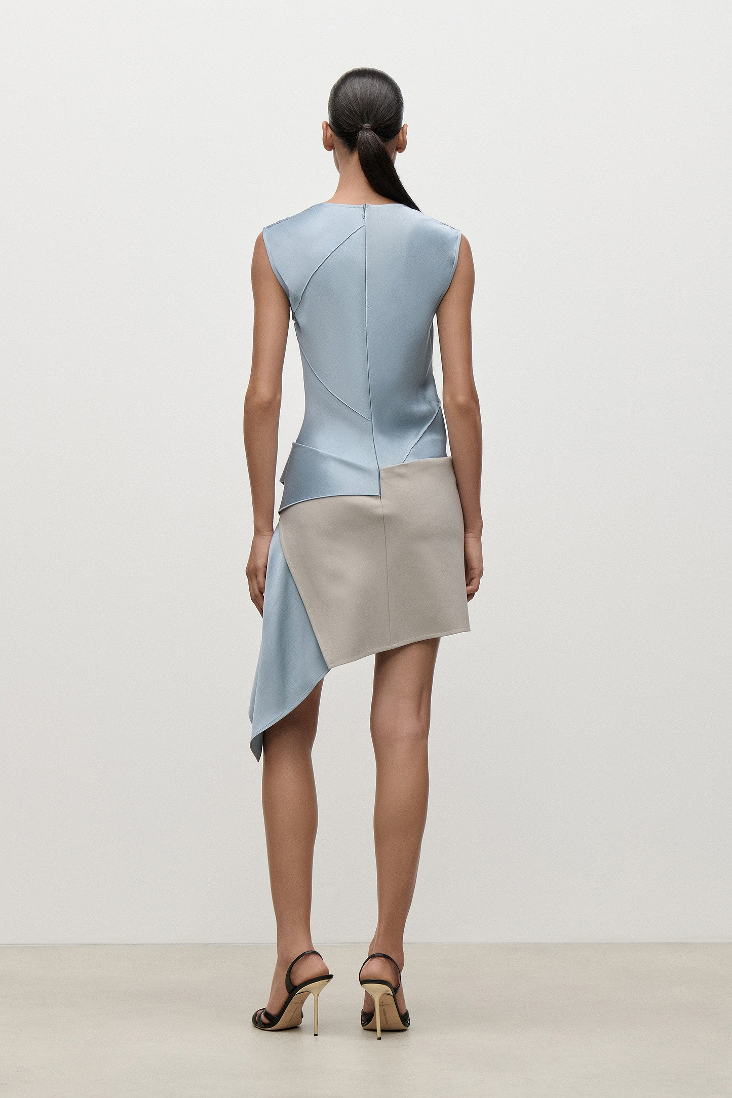 Folded Crease Mini Dress In Light Blue