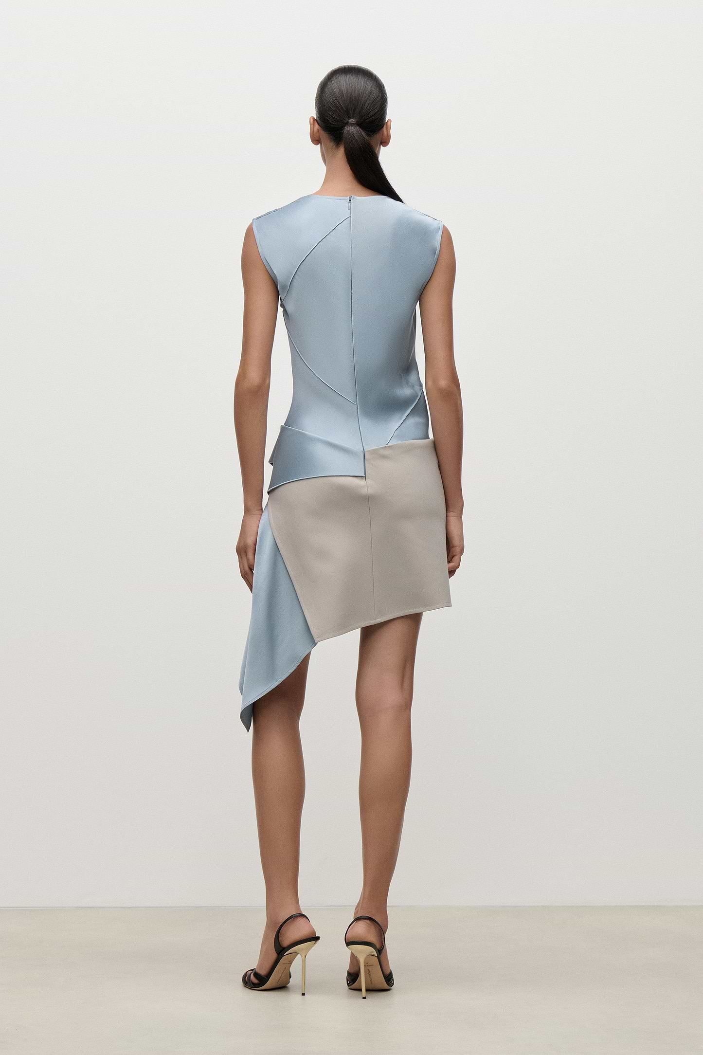Folded Crease Mini Dress In Light Blue