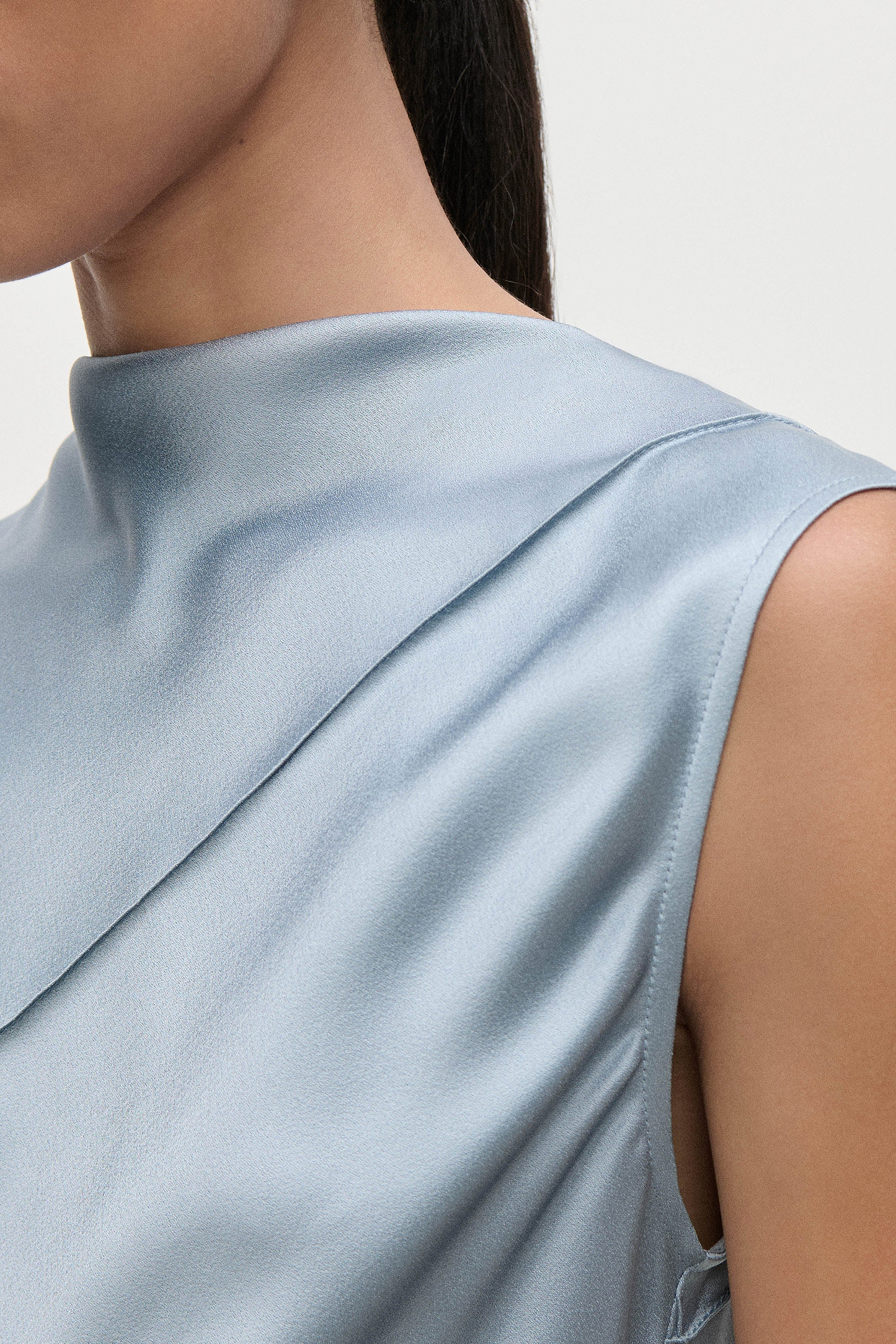 Folded Crease Mini Dress In Light Blue