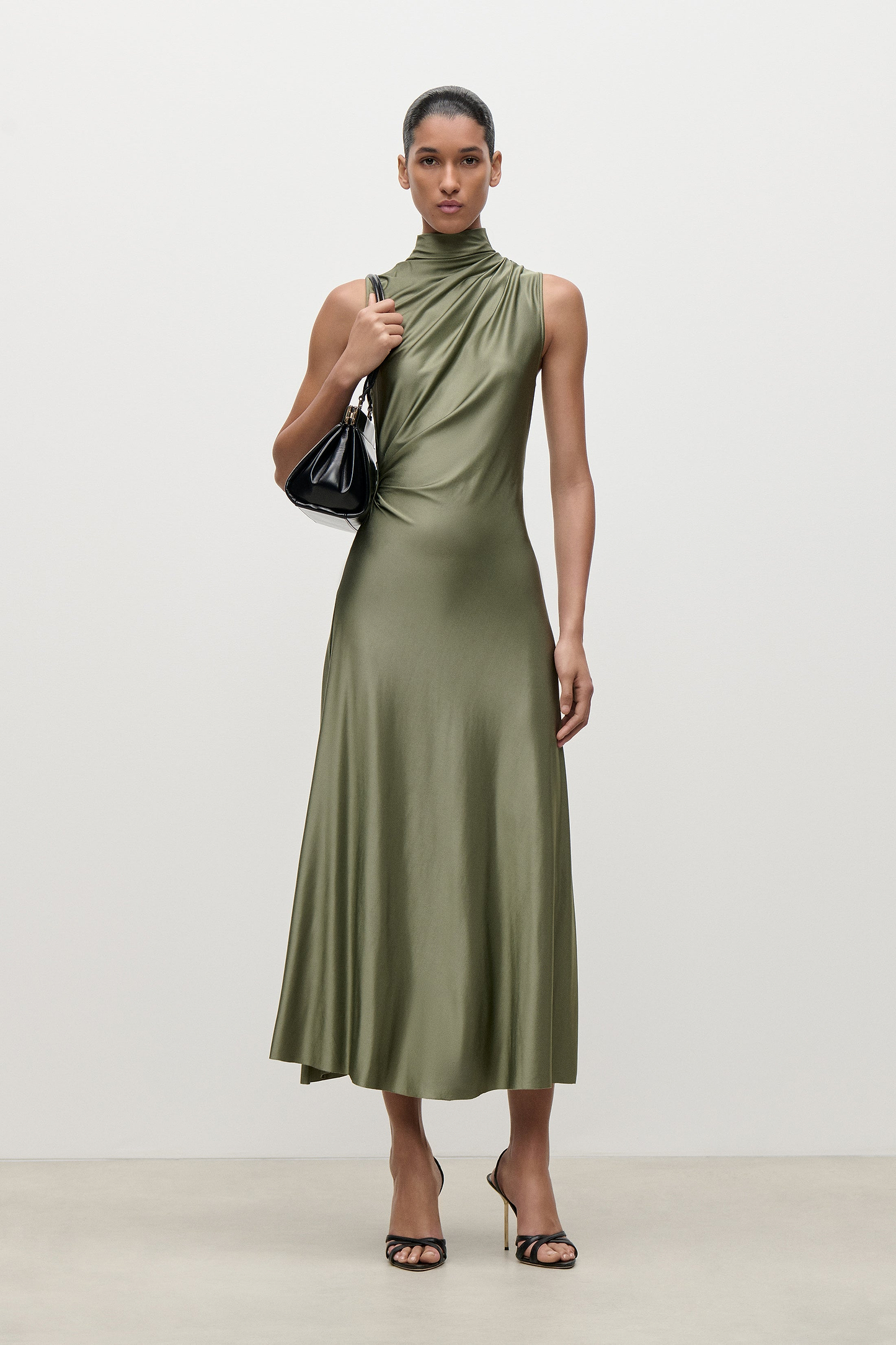 Layered Midi Dress in Green