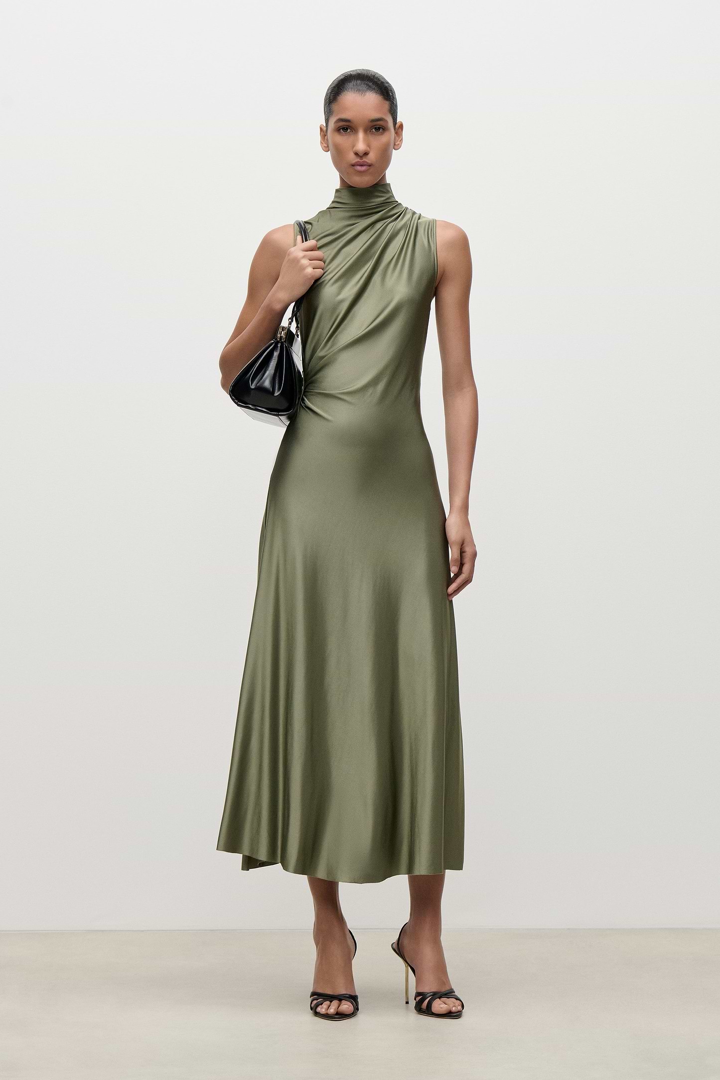 Layered Midi Dress in Green