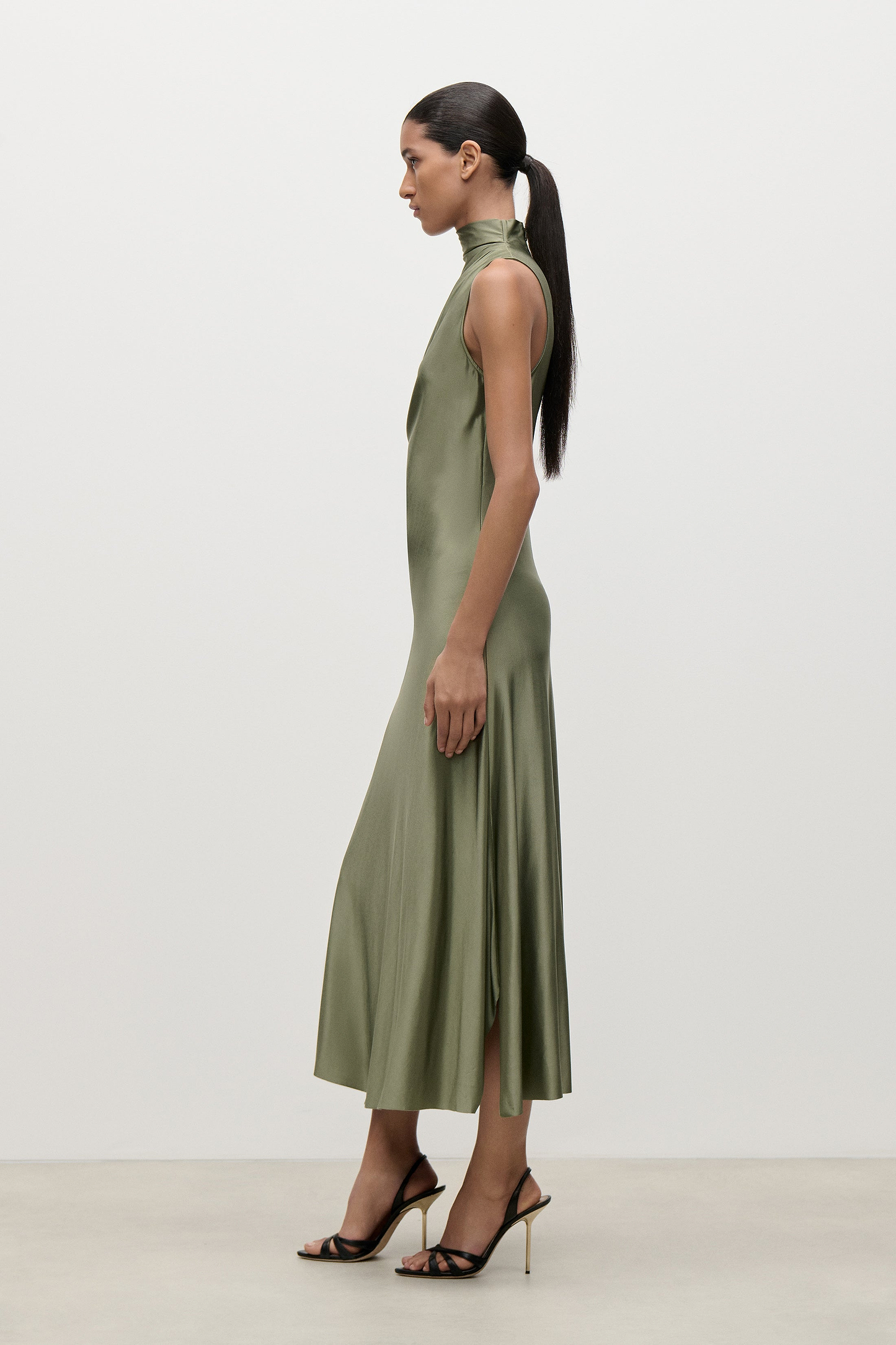 Layered Midi Dress in Green