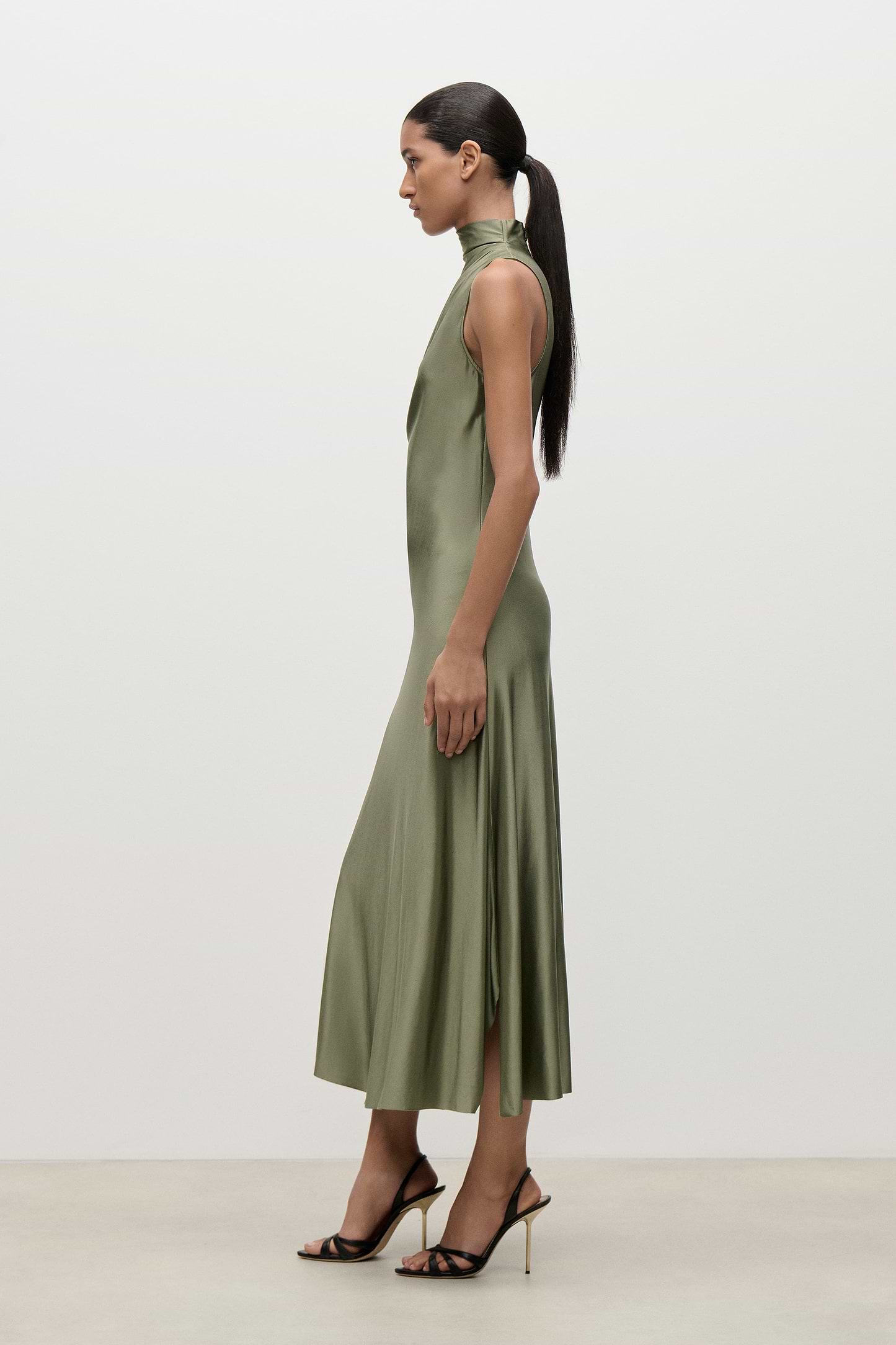 Layered Midi Dress in Green