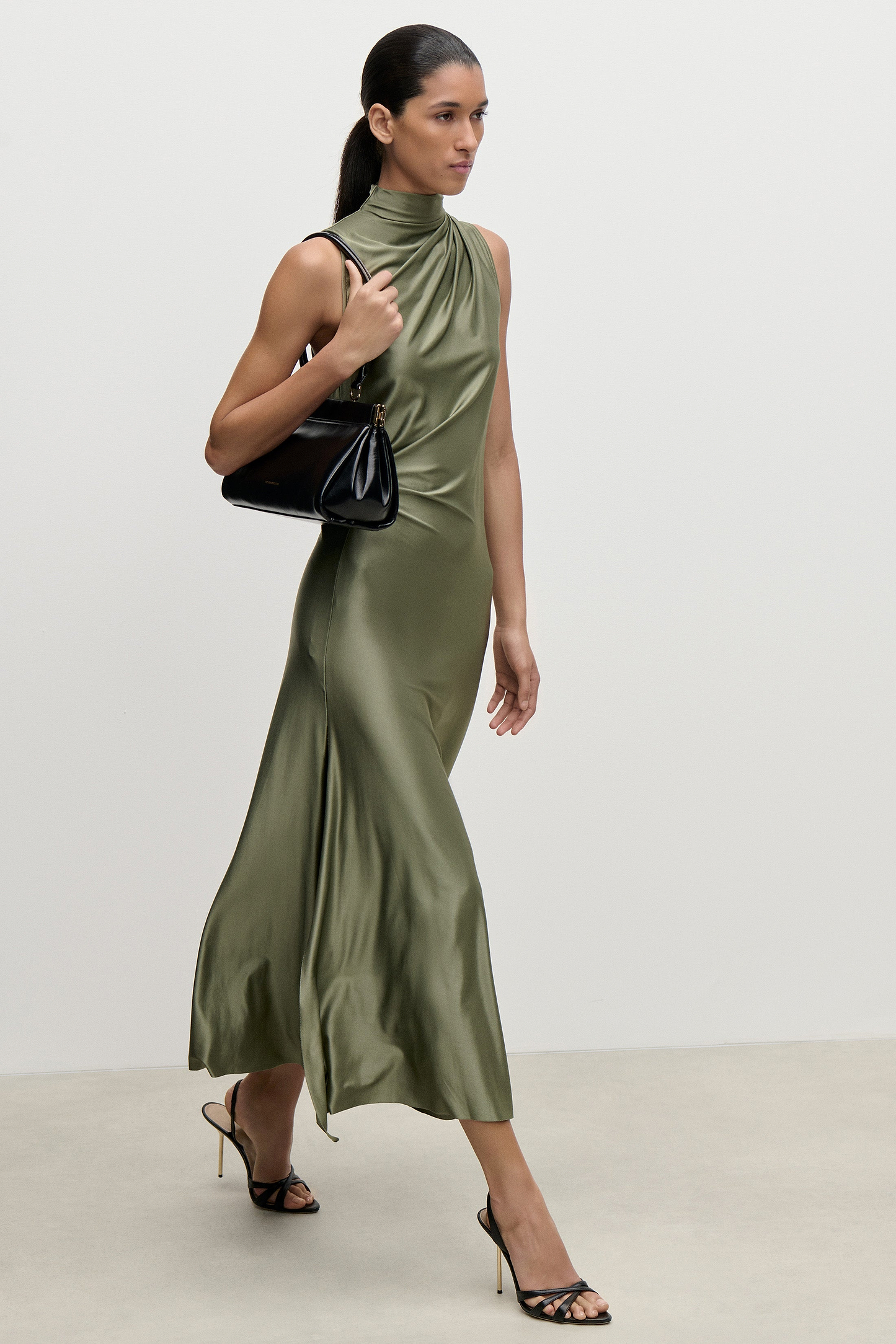 Layered Midi Dress in Green