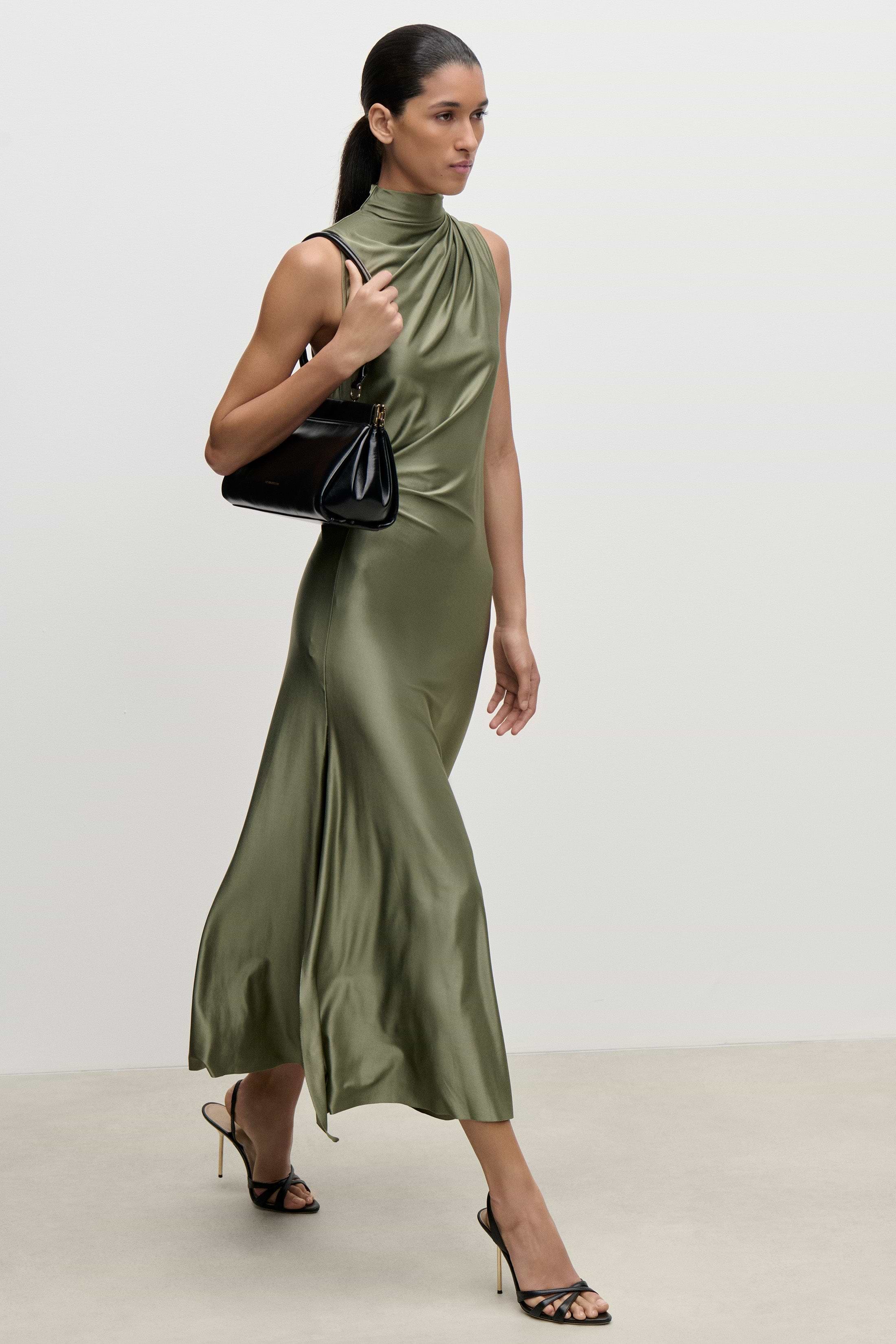 Layered Midi Dress in Green