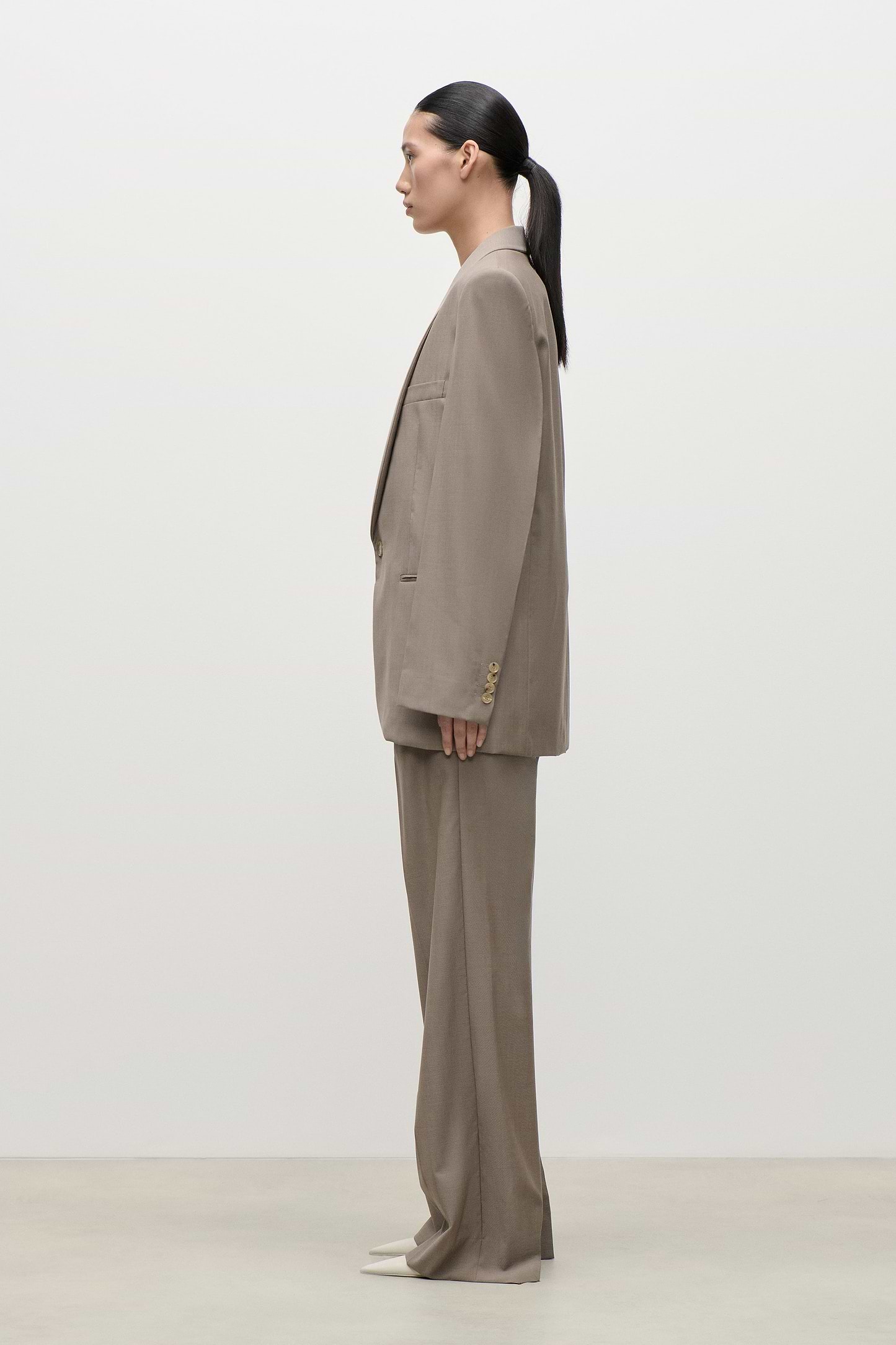 Shawl Collar Jacket In Beige