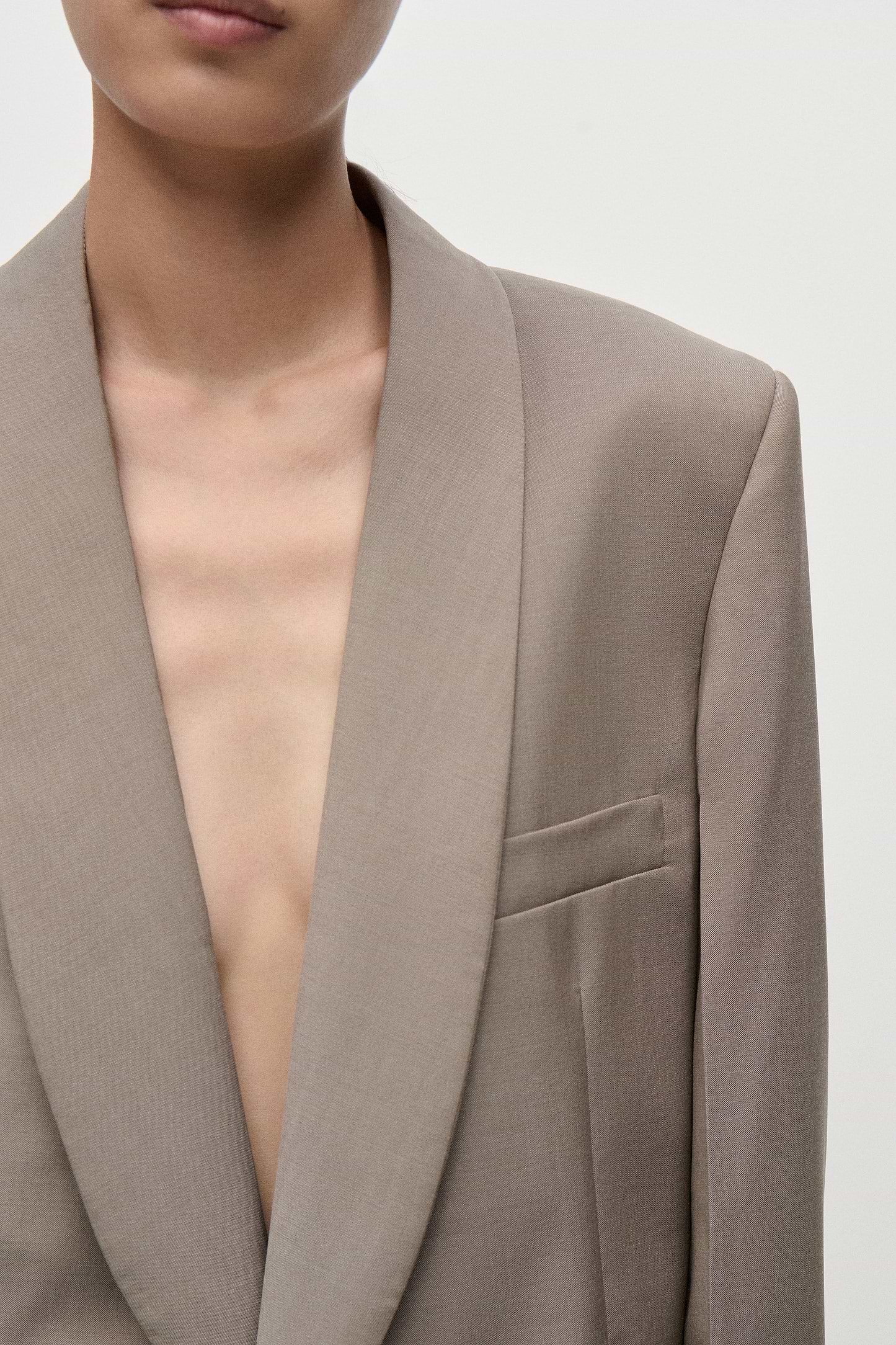 Shawl Collar Jacket In Beige