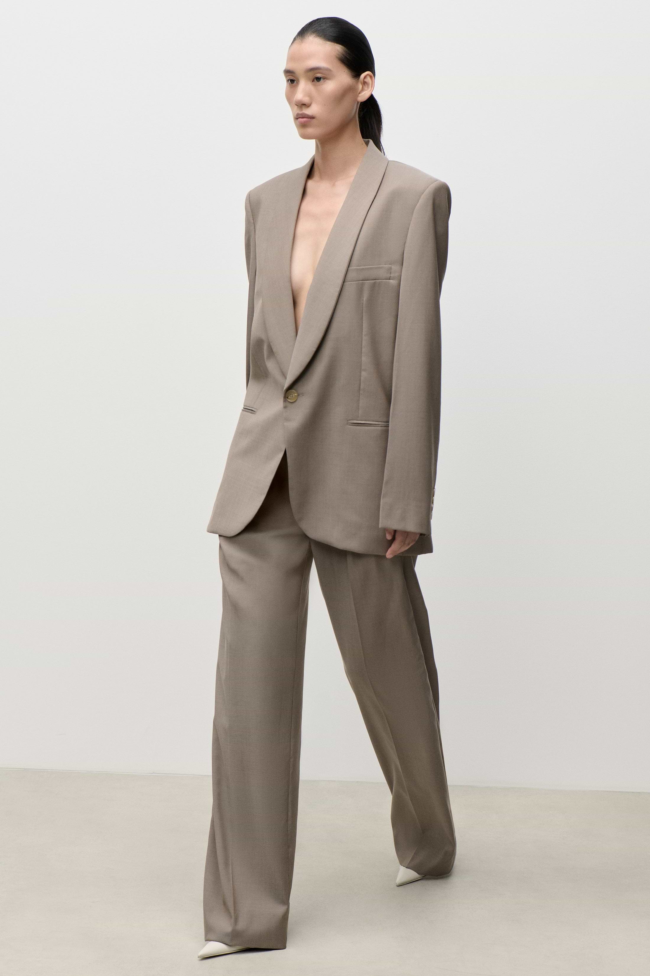 Shawl Collar Jacket In Beige