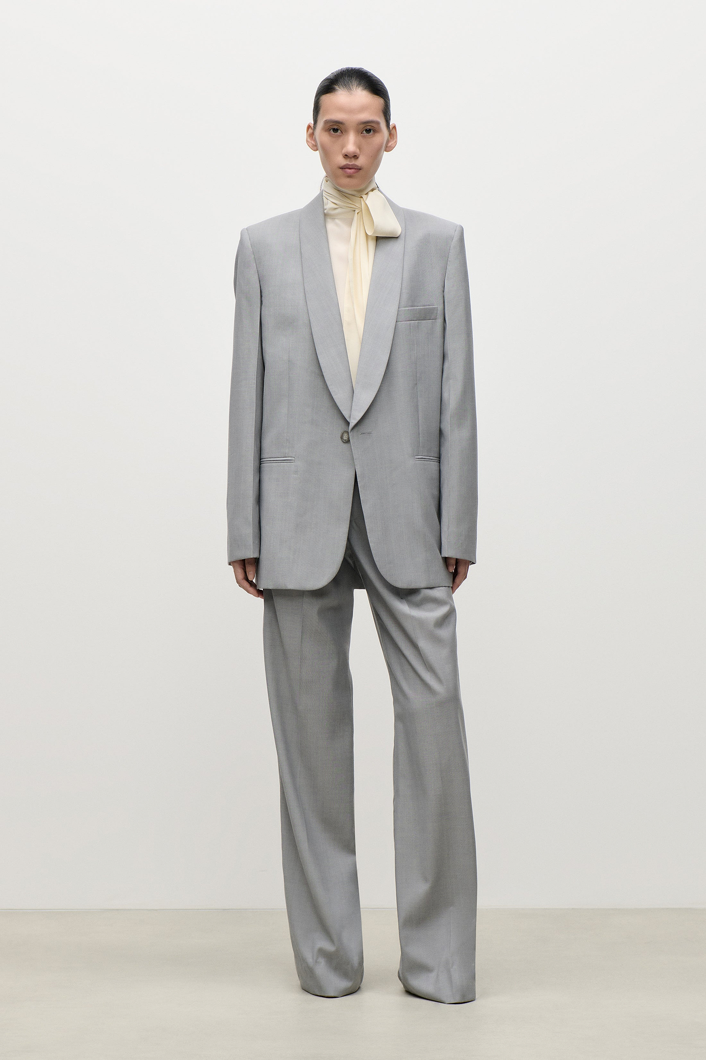 Shawl Collar Jacket In Light Grey