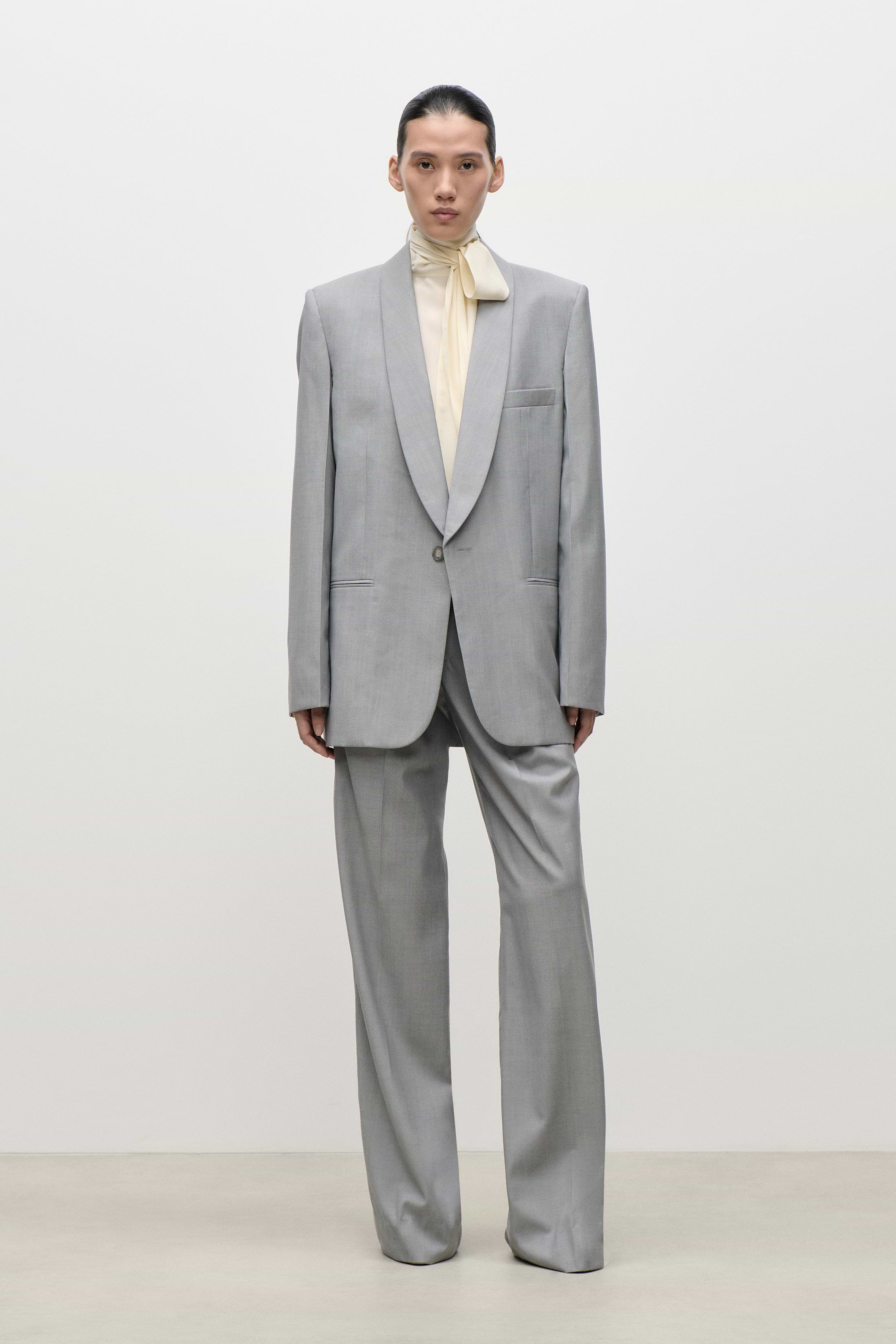 Shawl Collar Jacket In Light Grey