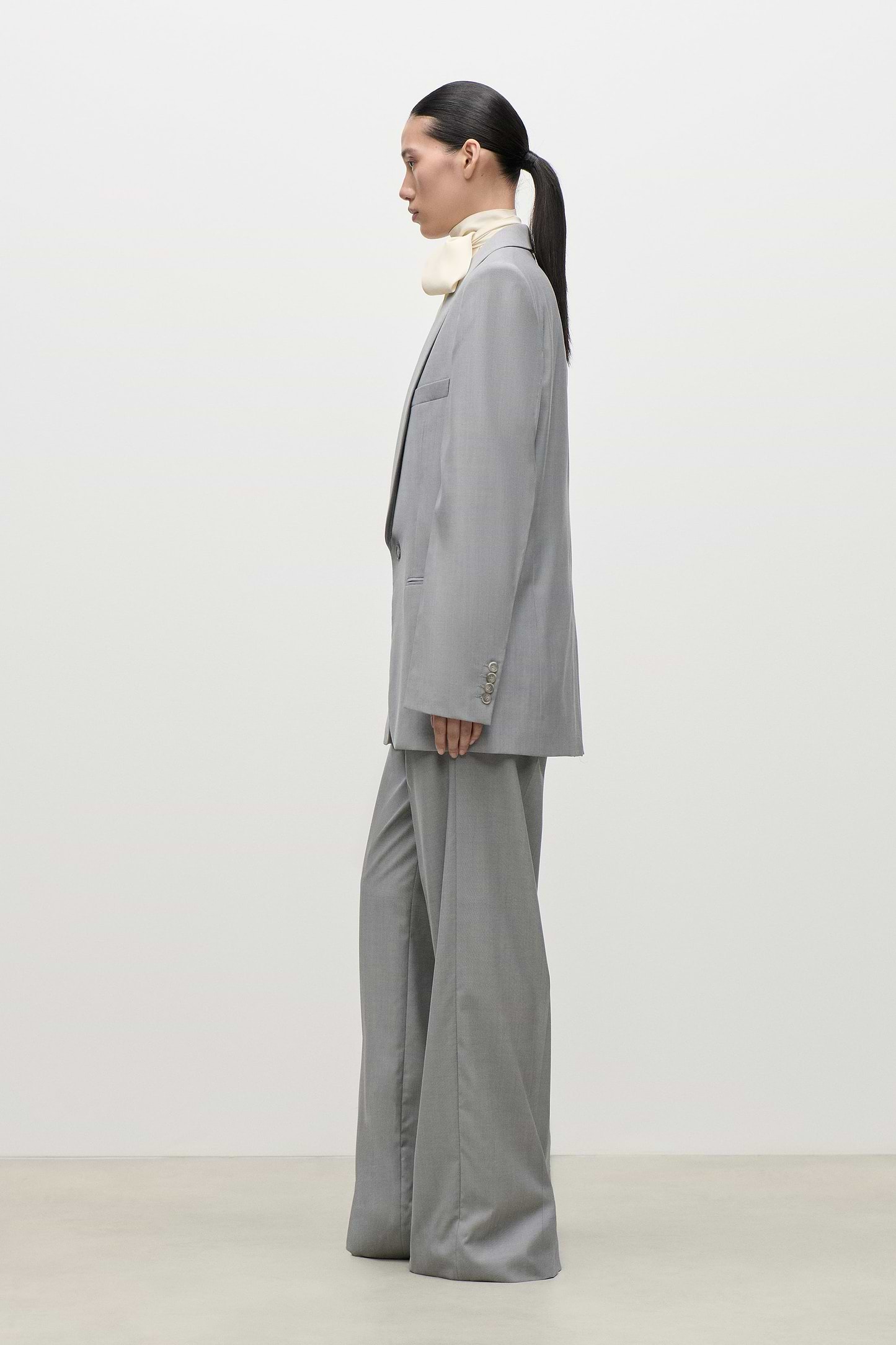 Shawl Collar Jacket In Light Grey