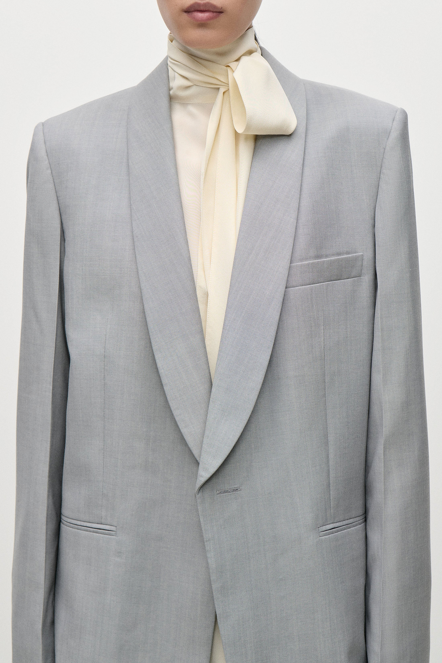 Shawl Collar Jacket In Light Grey