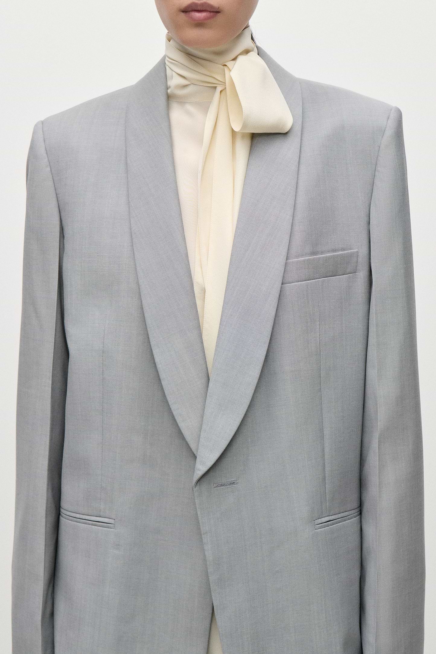 Shawl Collar Jacket In Light Grey
