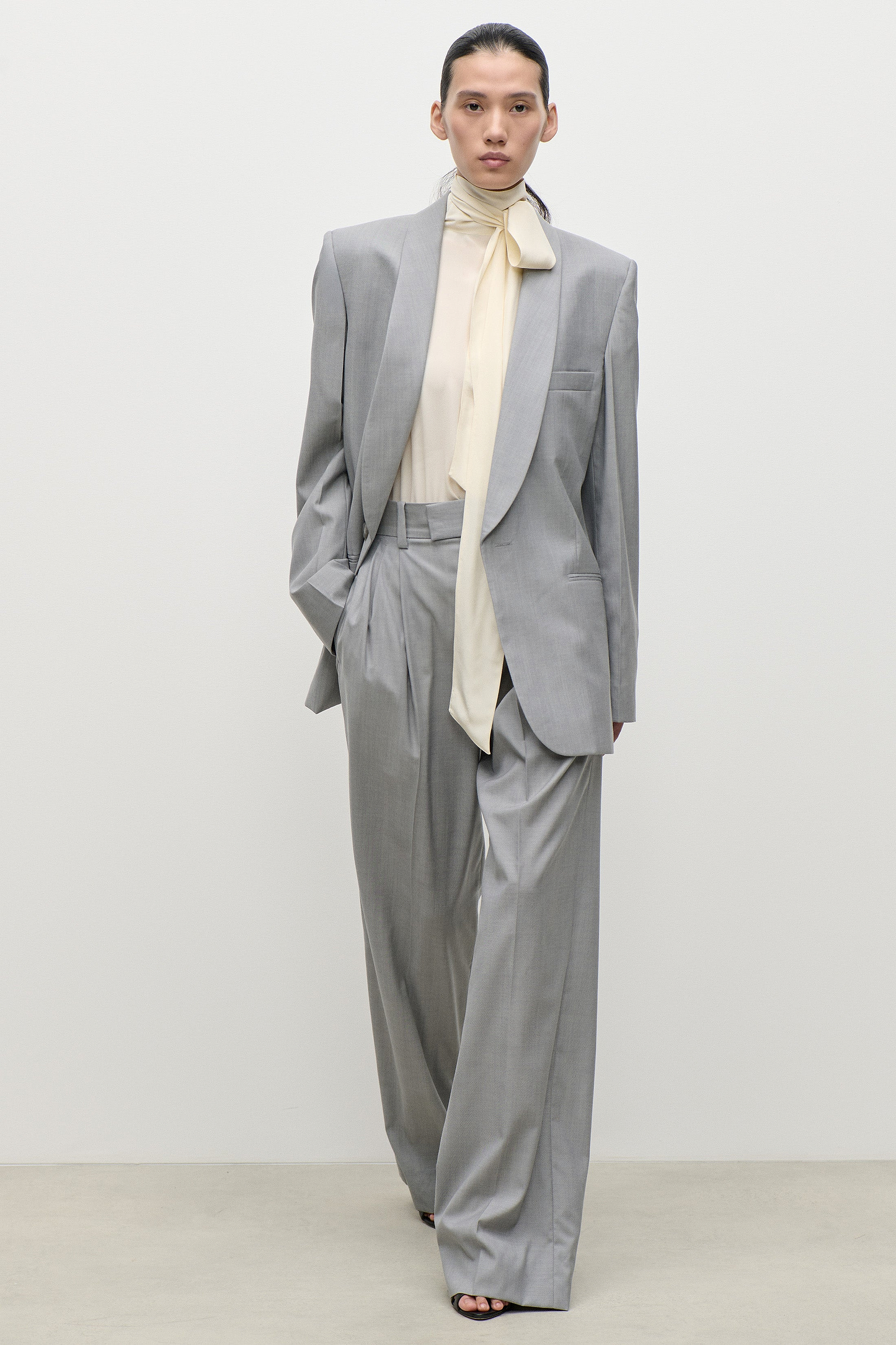 Shawl Collar Jacket In Light Grey
