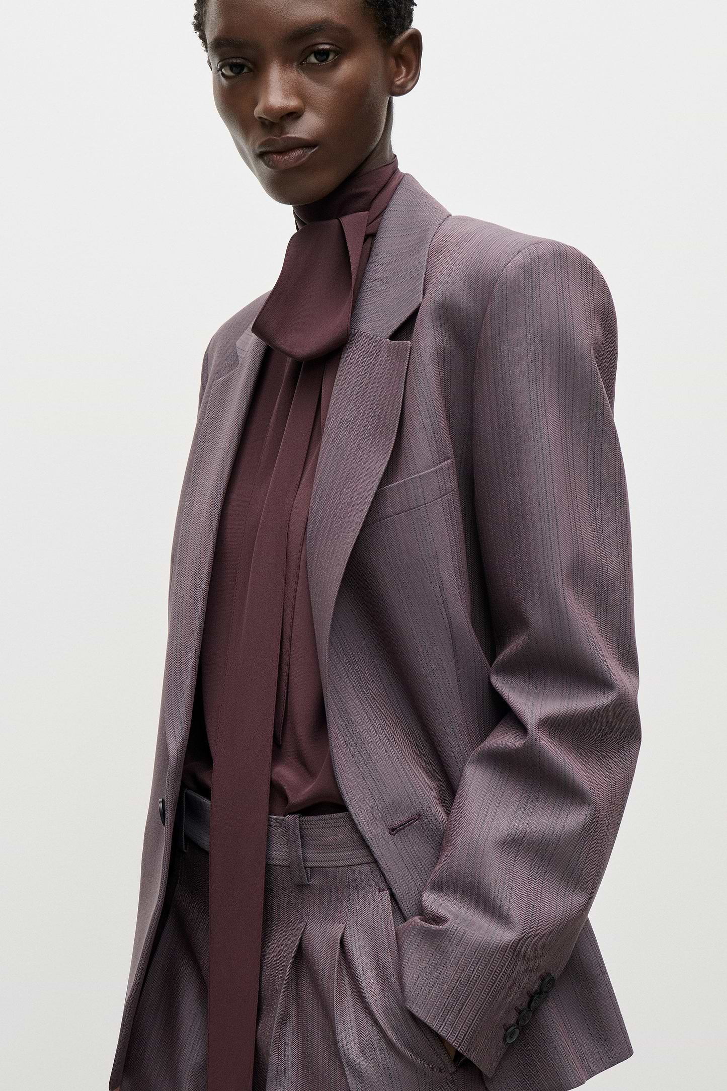 Notched Collar Jacket In Purple