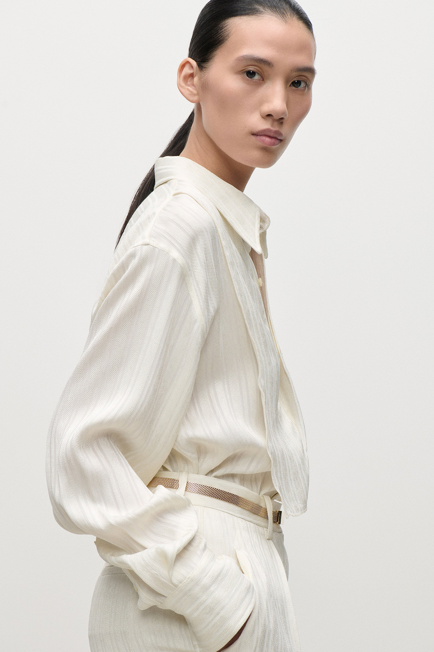 Tuxedo Bib Shirt In Ivory