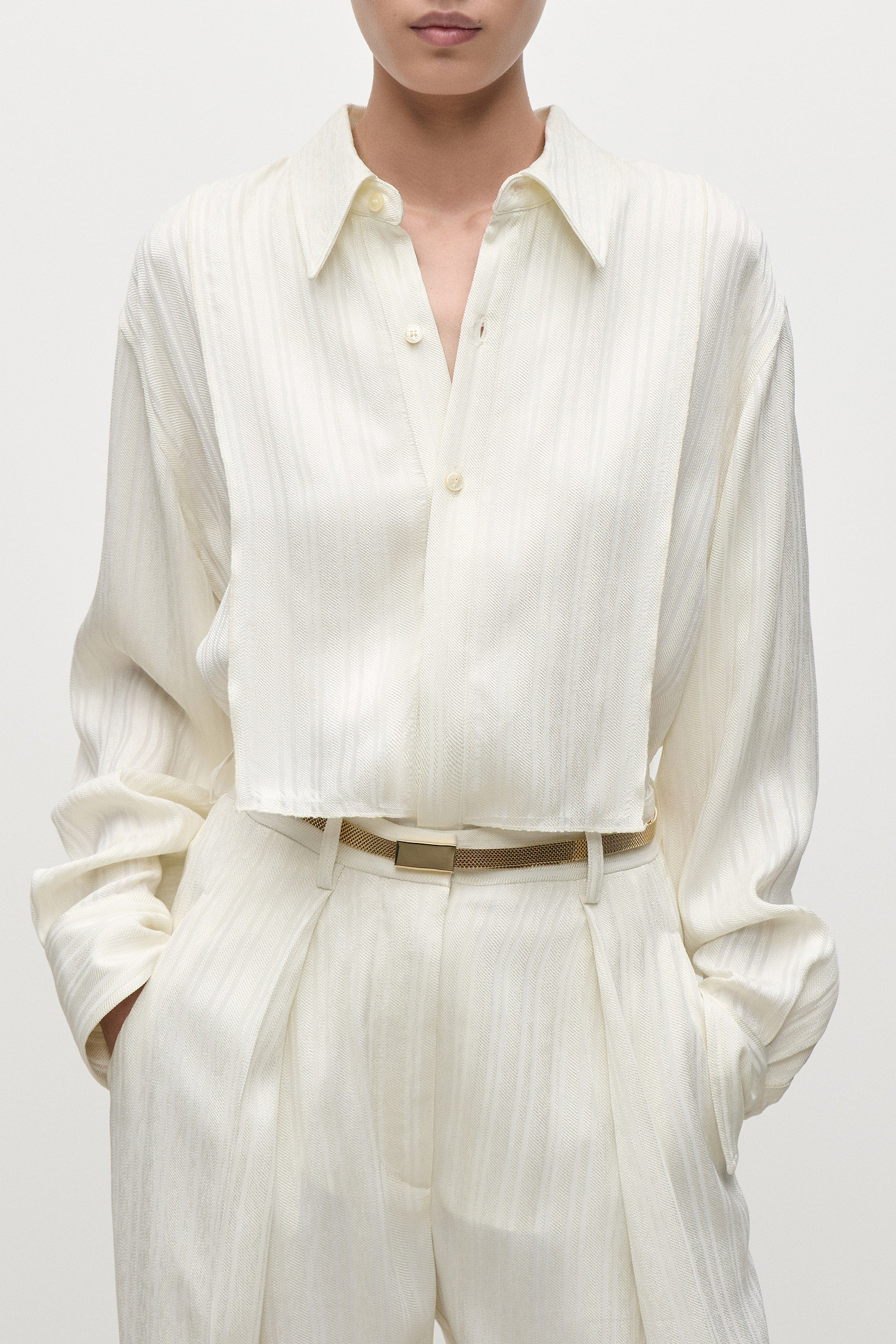 Tuxedo Bib Shirt In Ivory