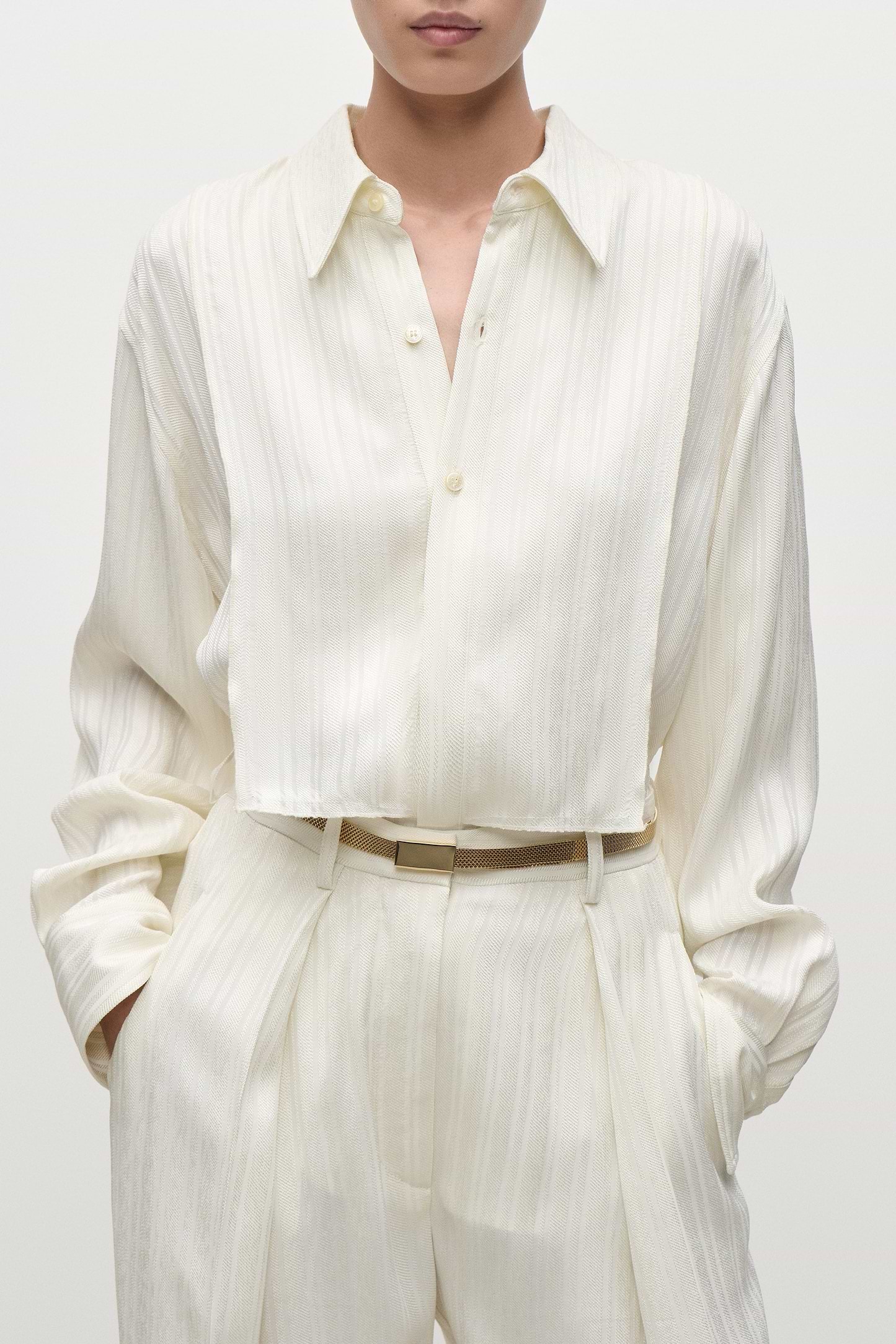 Tuxedo Bib Shirt In Ivory