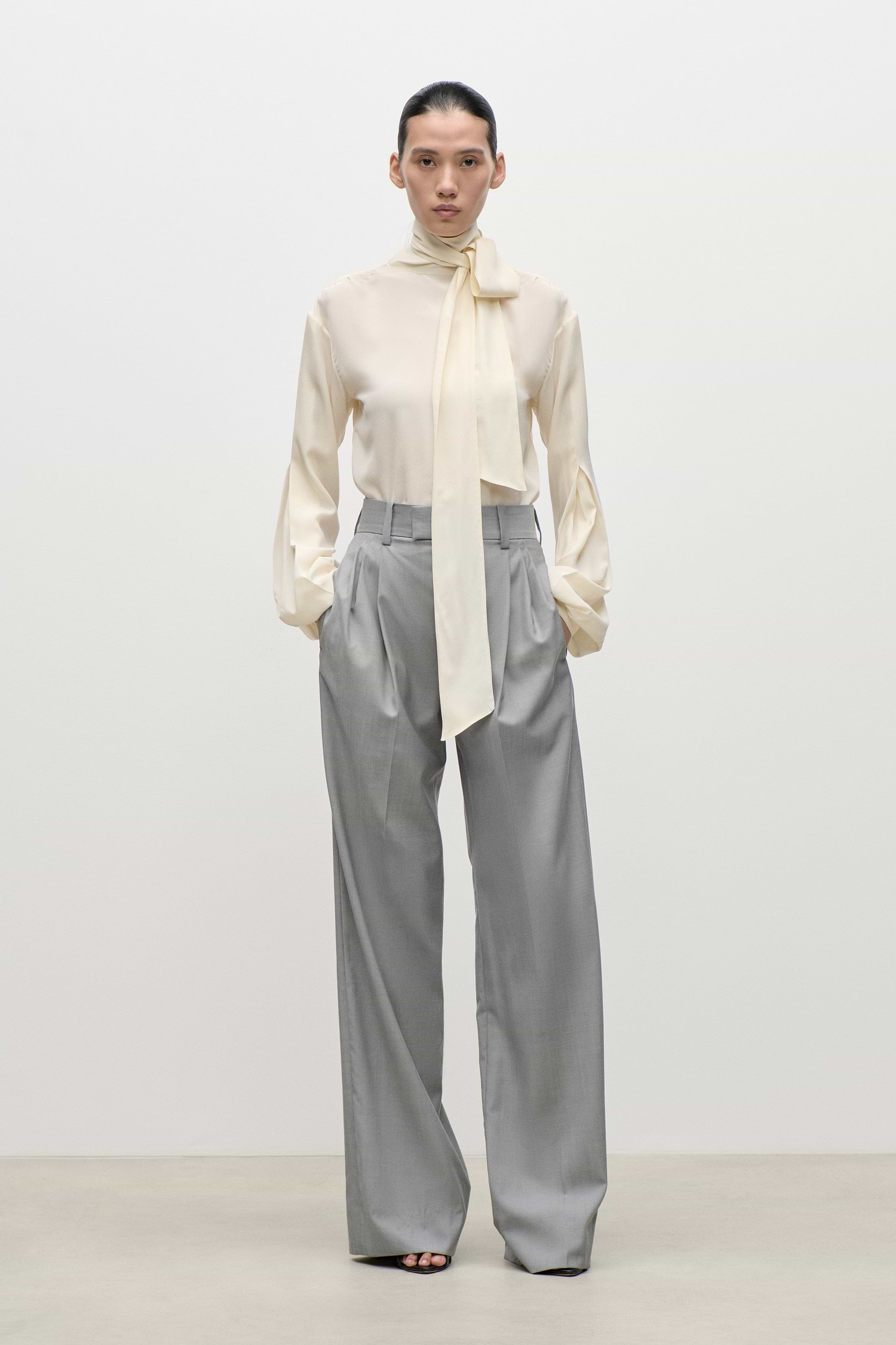 Scarf Cut-Out Blouse In Ivory