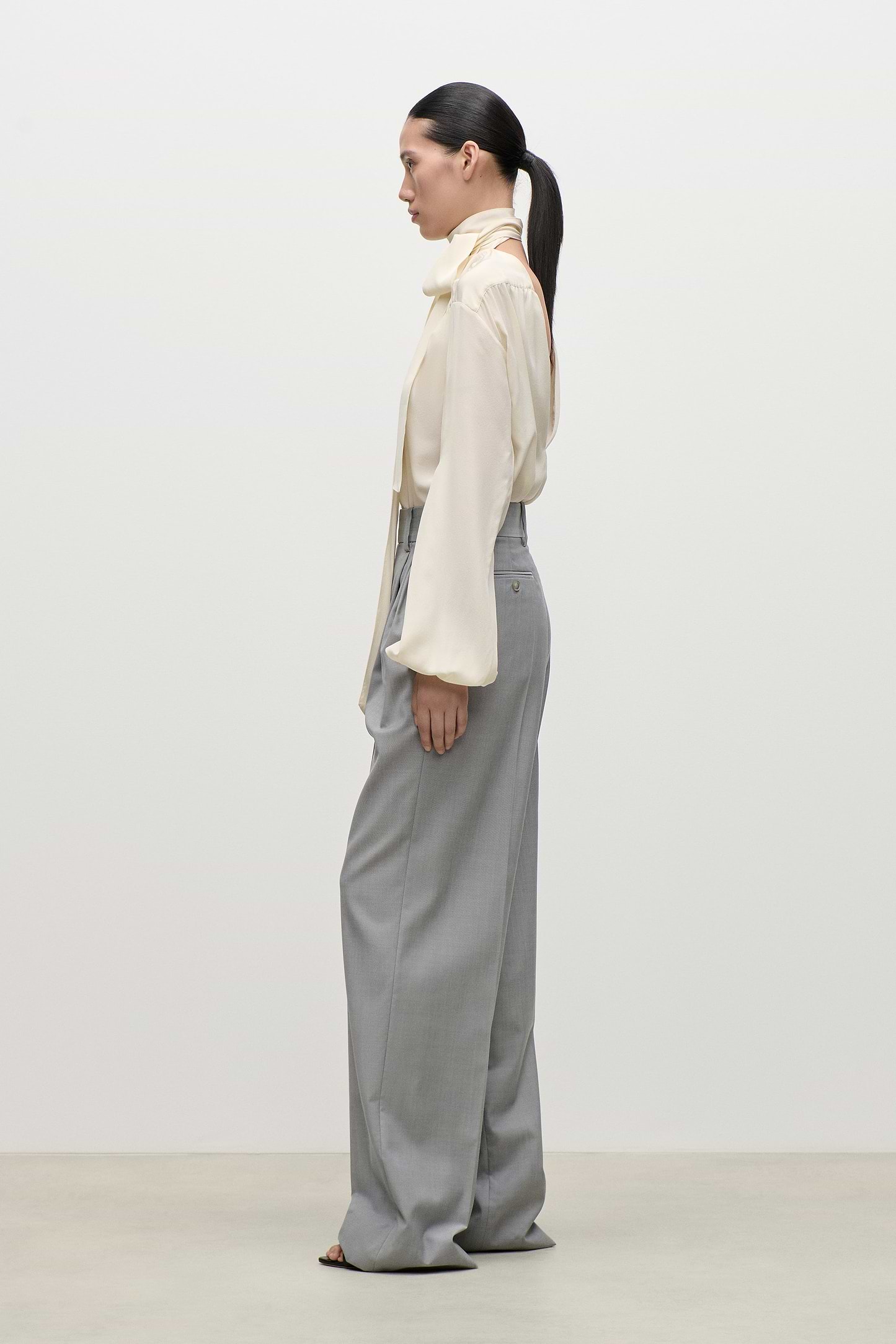 Scarf Cut-Out Blouse In Ivory