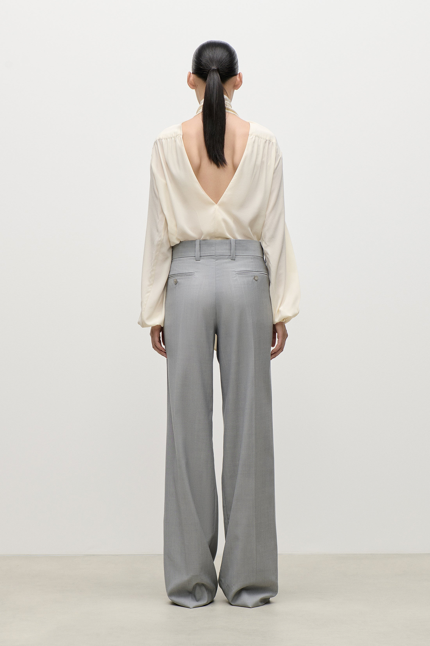 Scarf Cut-Out Blouse In Ivory