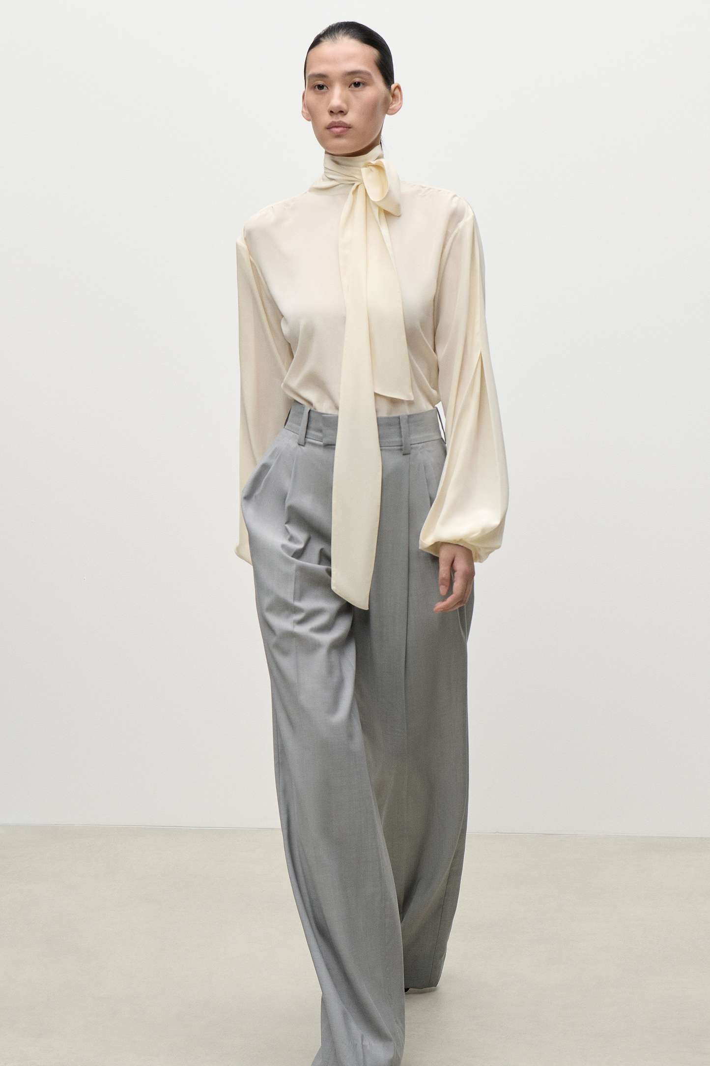 Scarf Cut-Out Blouse In Ivory