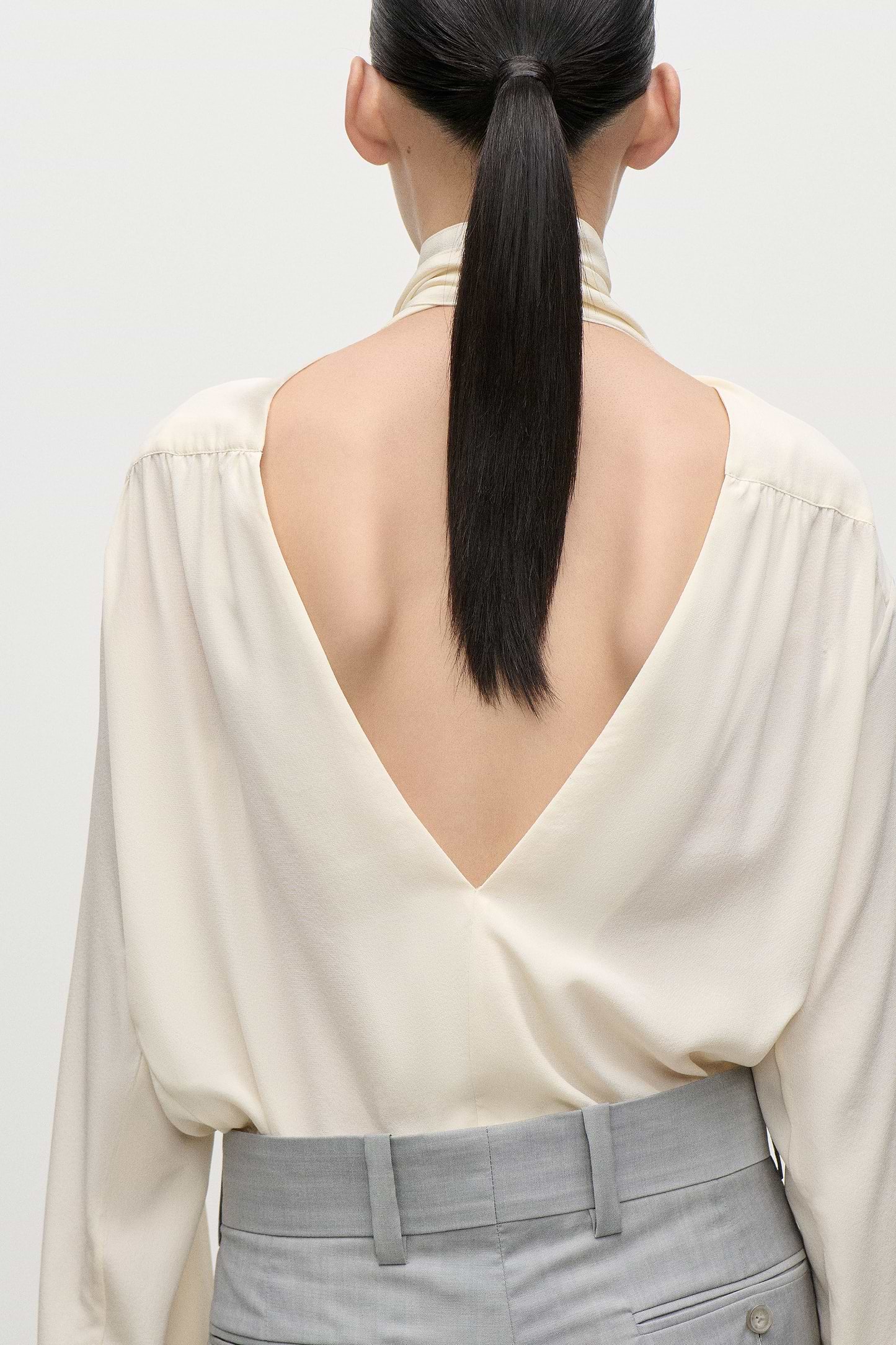 Scarf Cut-Out Blouse In Ivory