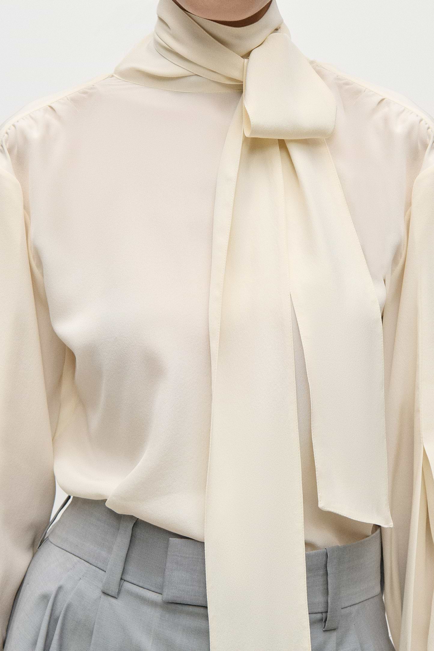 Scarf Cut-Out Blouse In Ivory