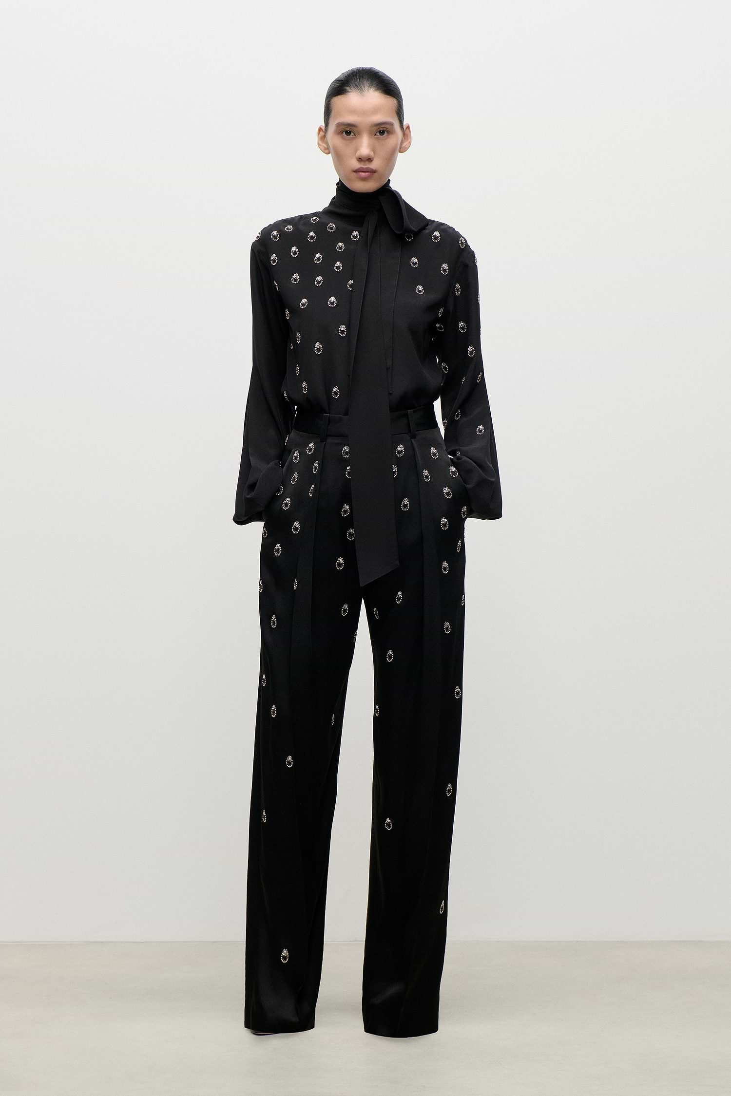 Embroidered Cecilia Trouser In Black
