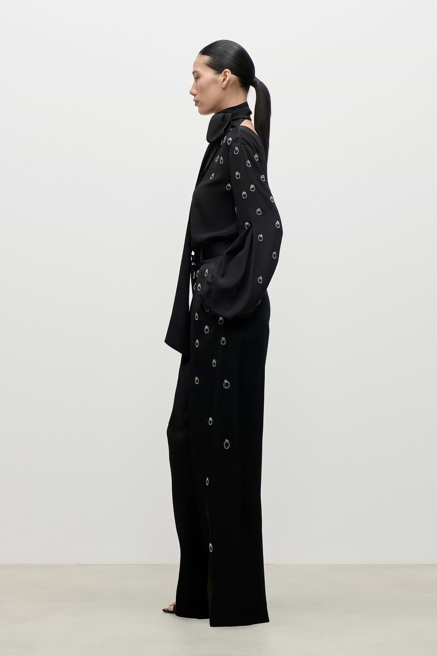 Embroidered Cecilia Trouser In Black