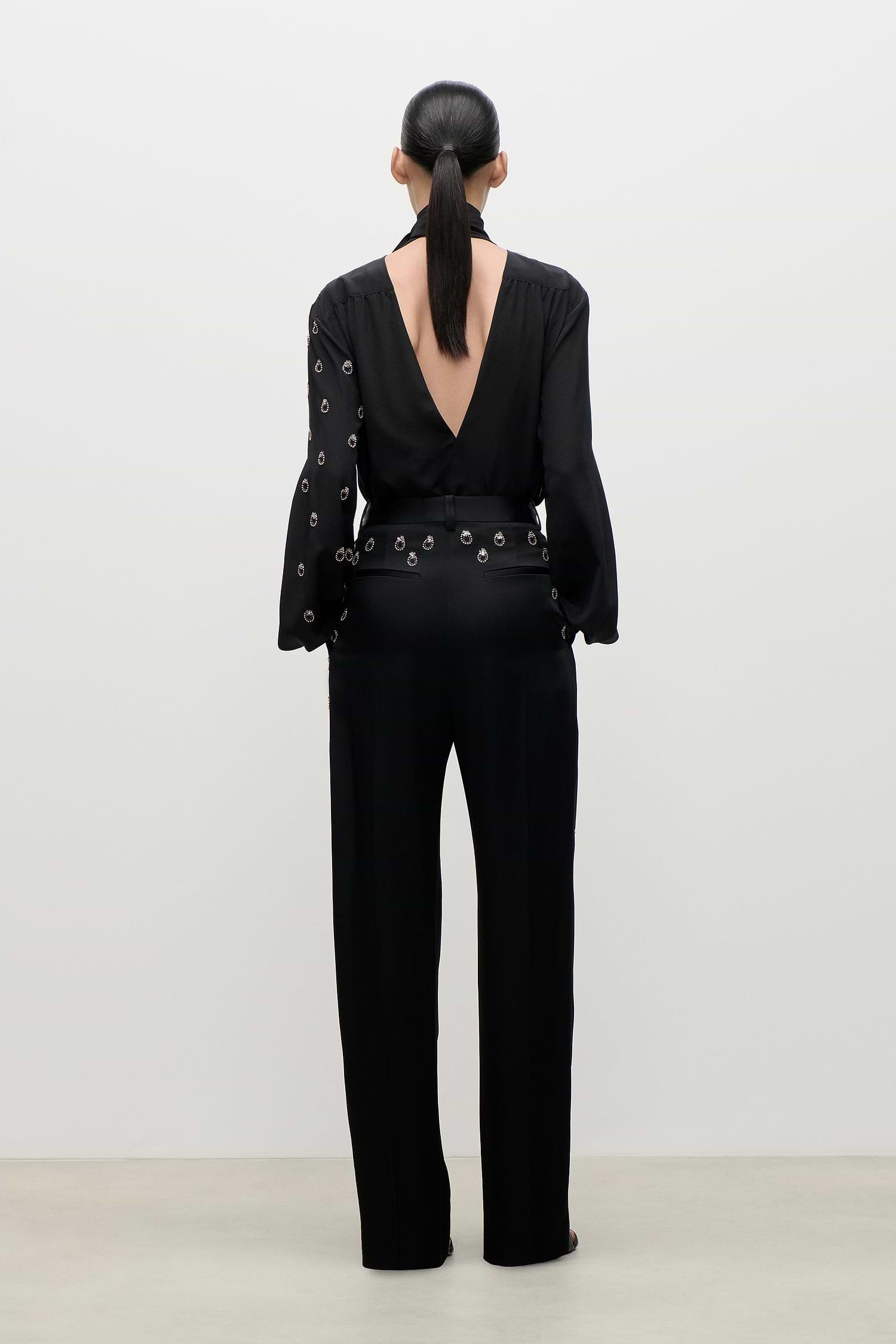Embroidered Cecilia Trouser In Black