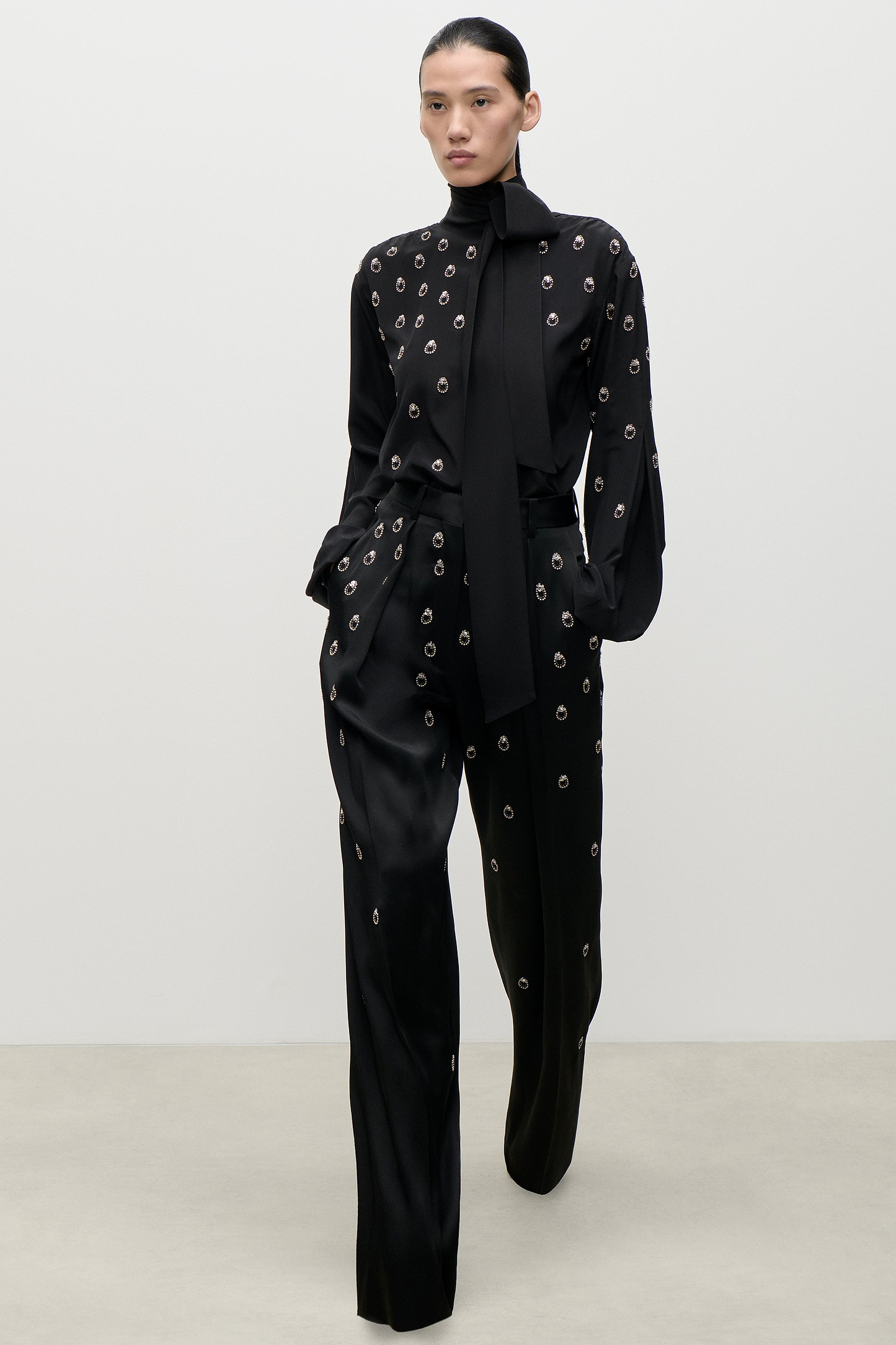 Embroidered Cecilia Trouser In Black