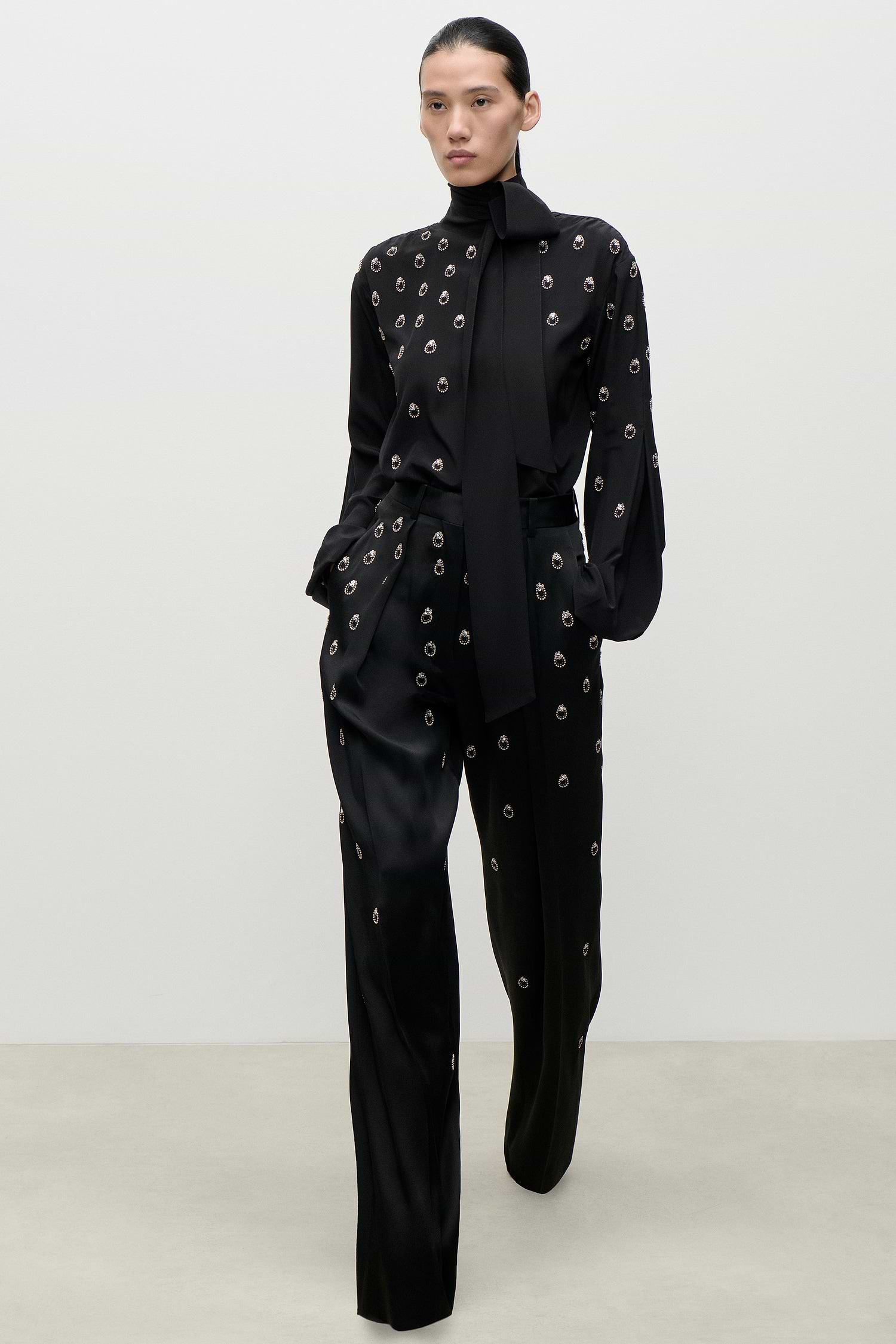 Embroidered Cecilia Trouser In Black
