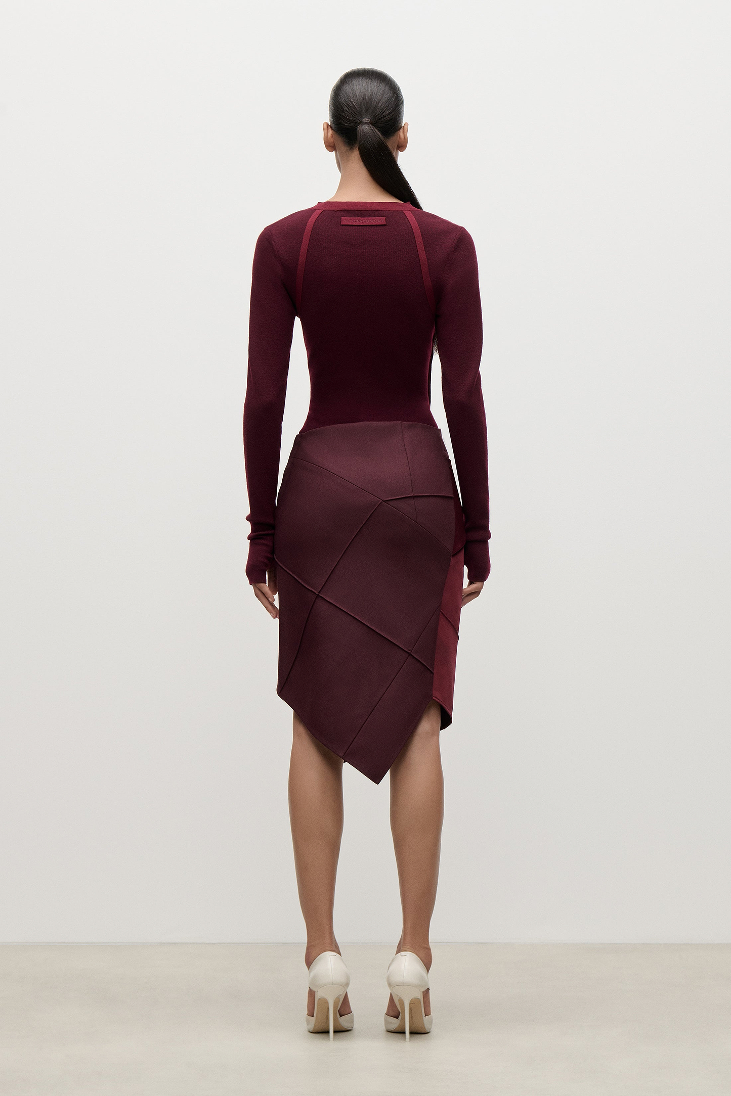 Folded Crease Skirt In Burgundy