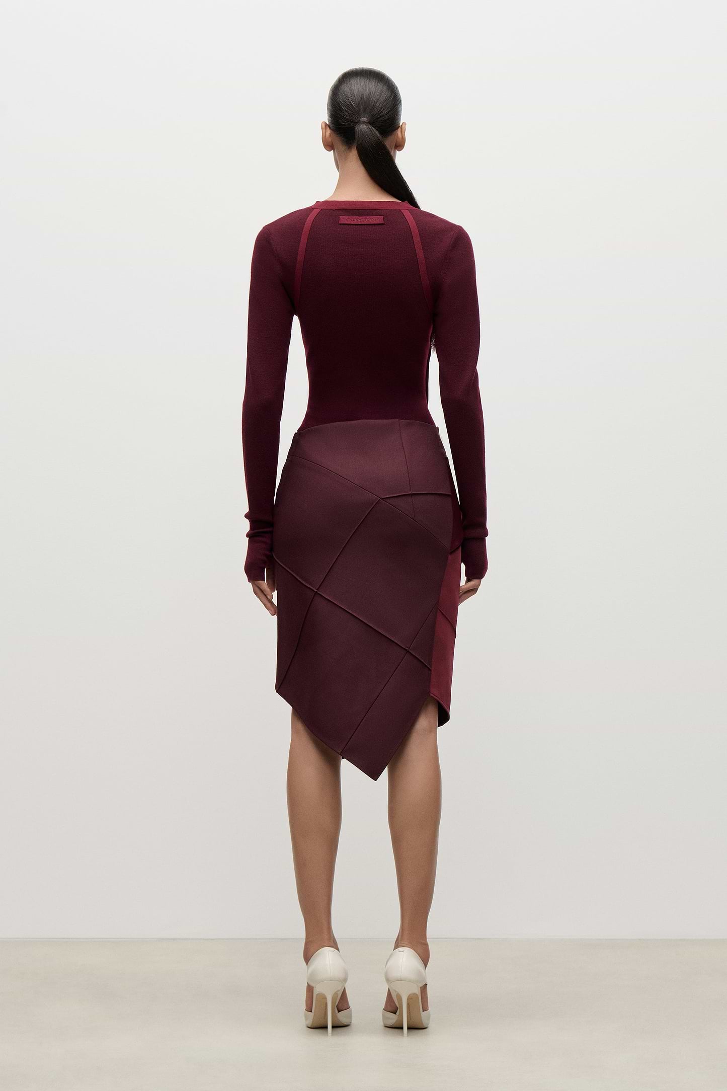 Folded Crease Skirt In Burgundy