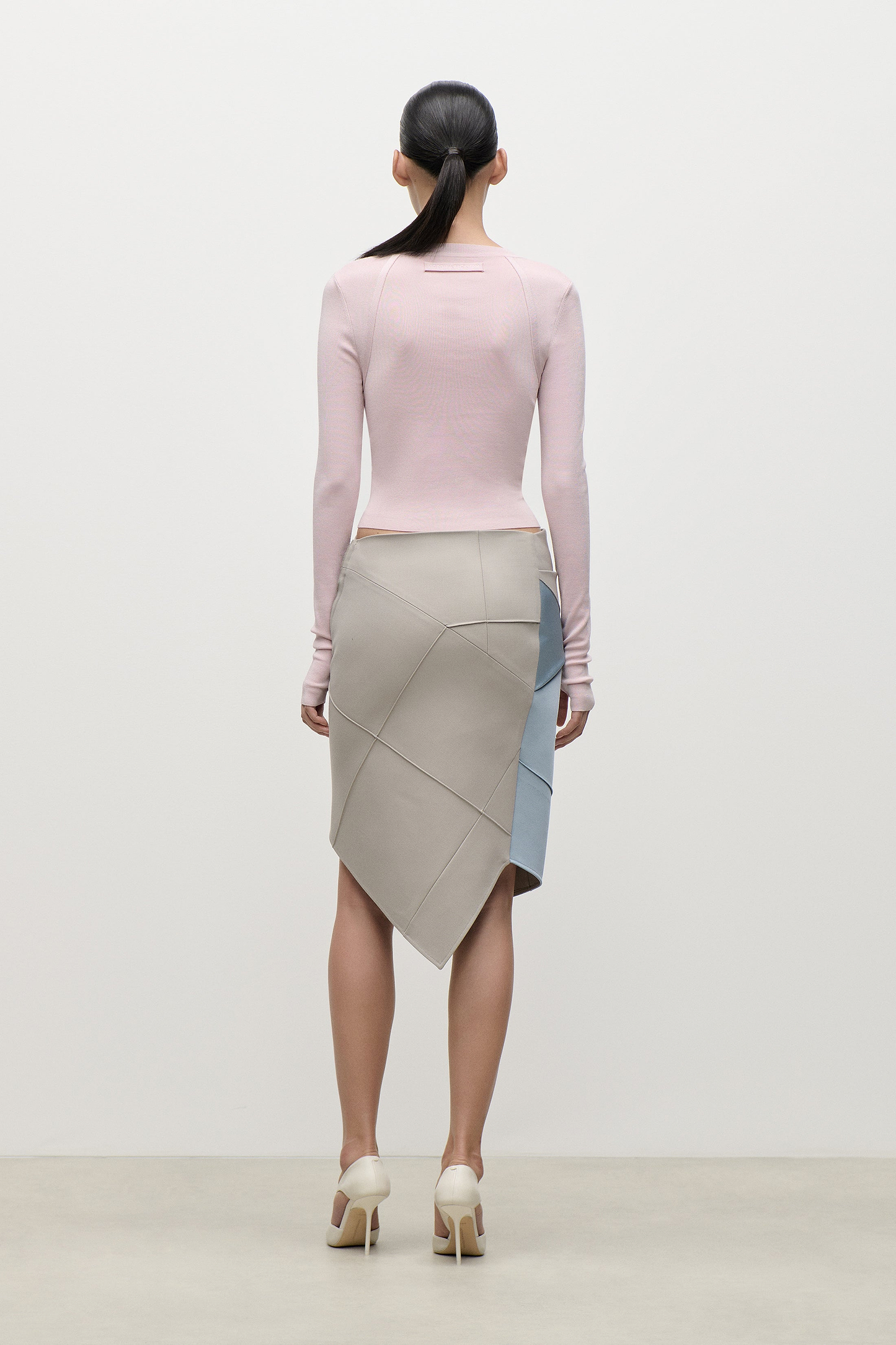 Folded Crease Skirt In Light Blue