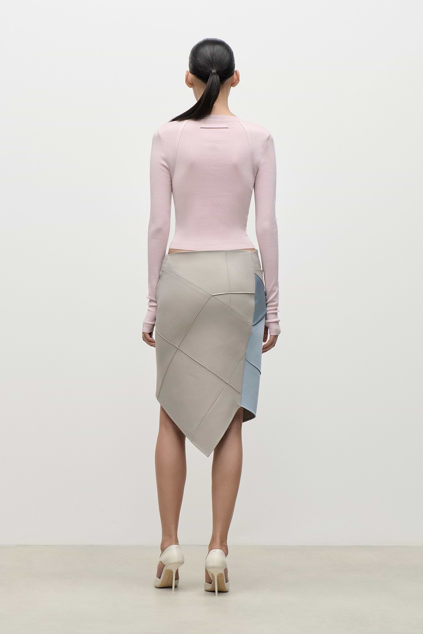 Folded Crease Skirt In Light Blue
