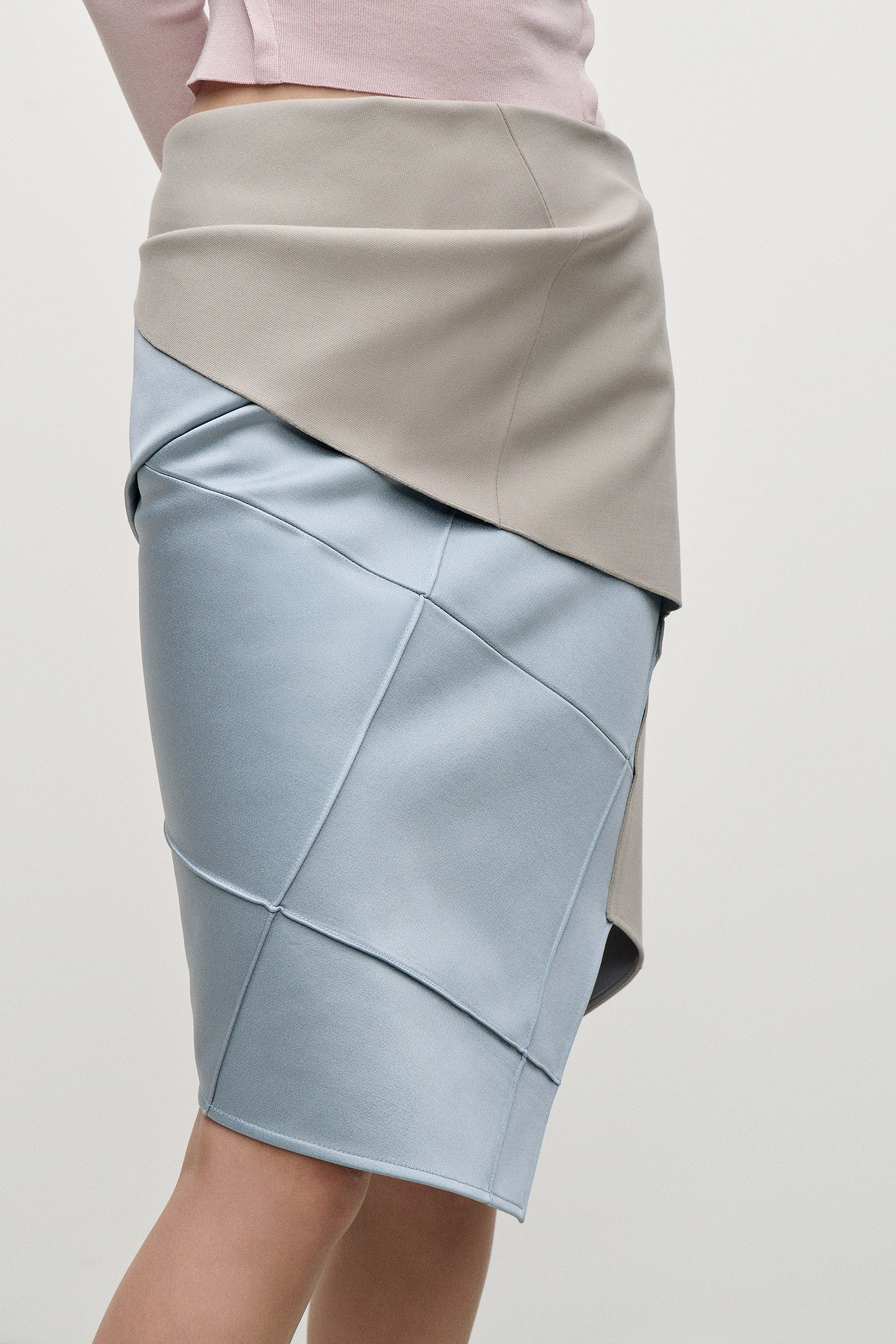 Folded Crease Skirt In Light Blue