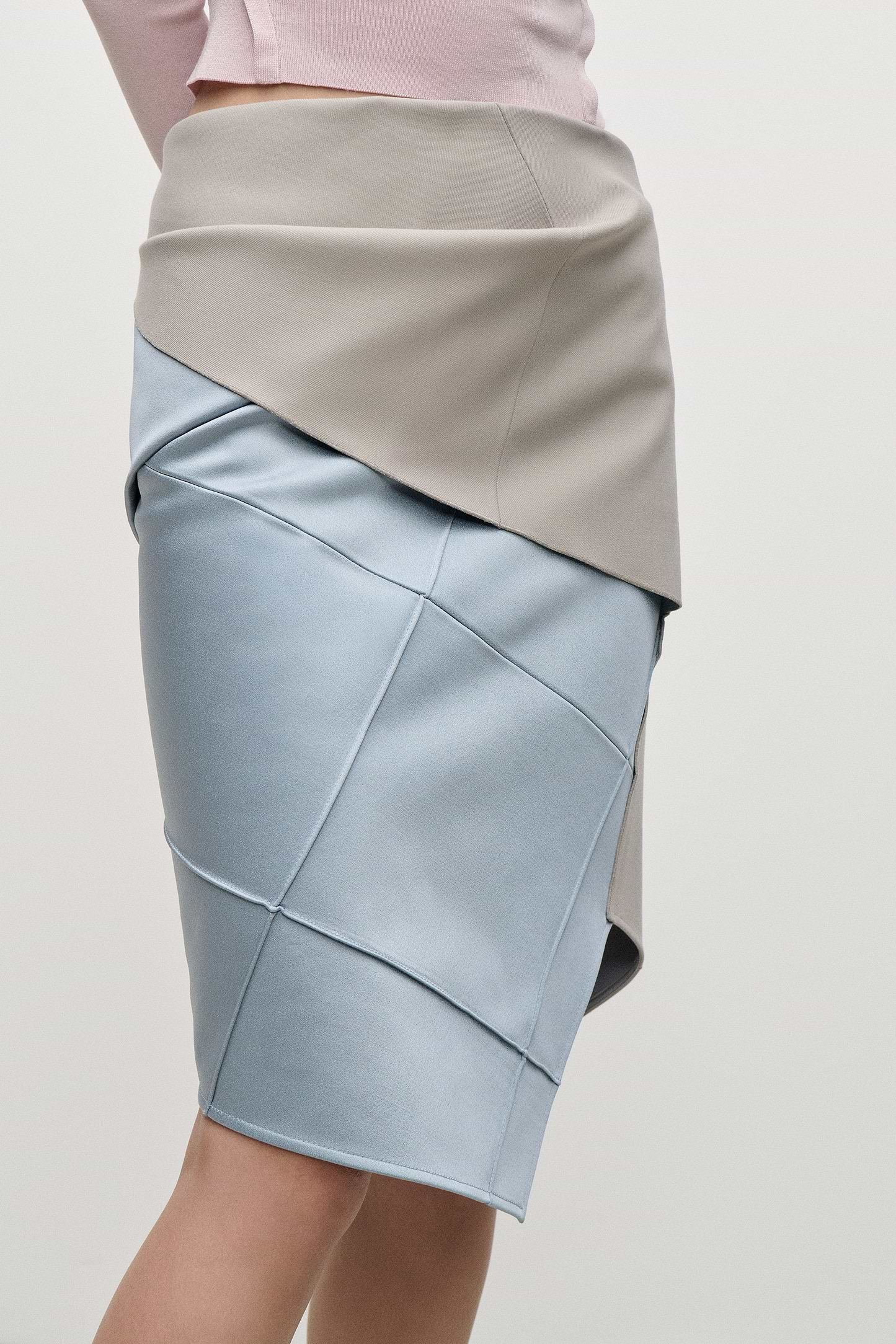 Folded Crease Skirt In Light Blue