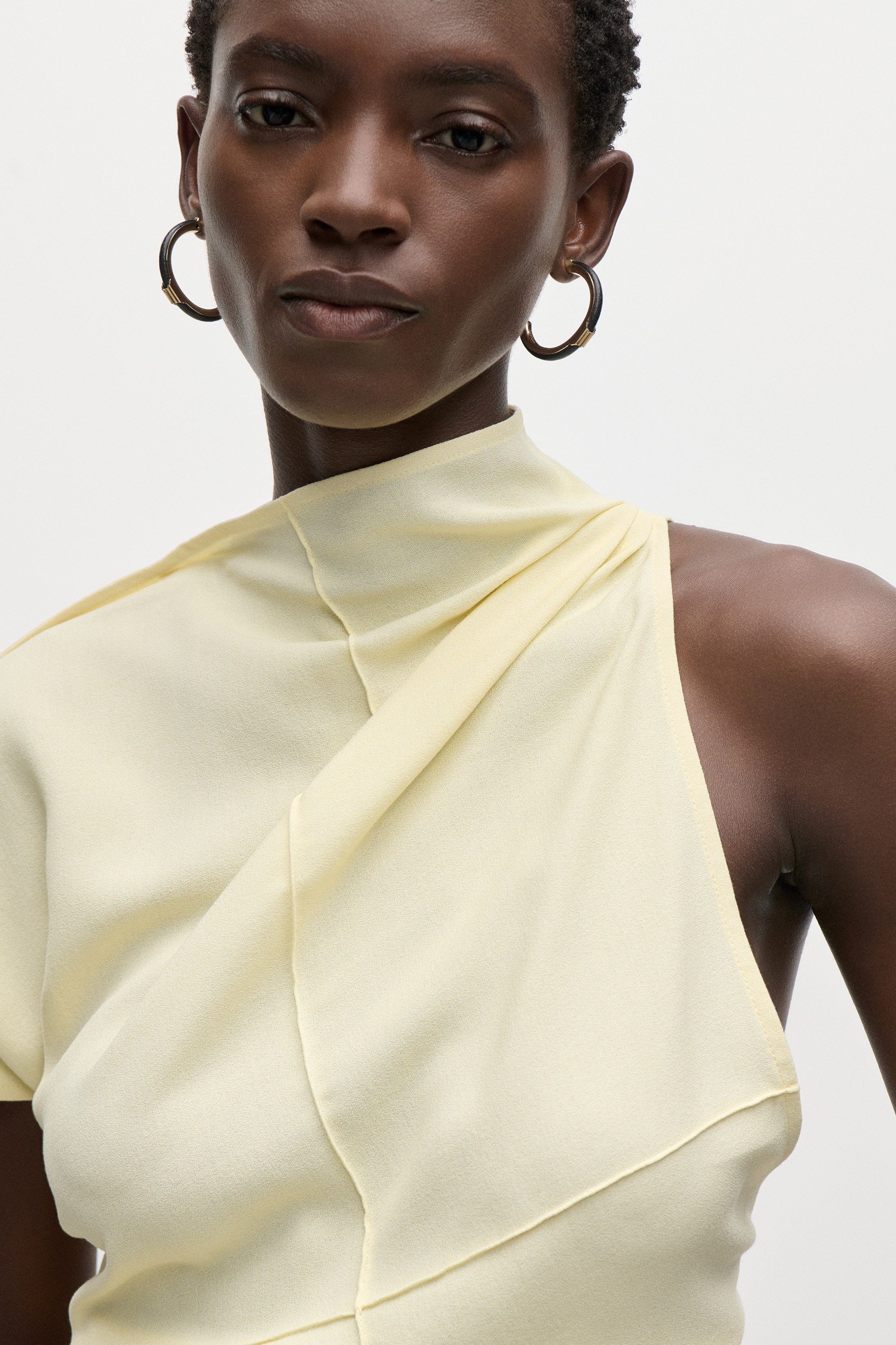 Crease Detail Top In Yellow