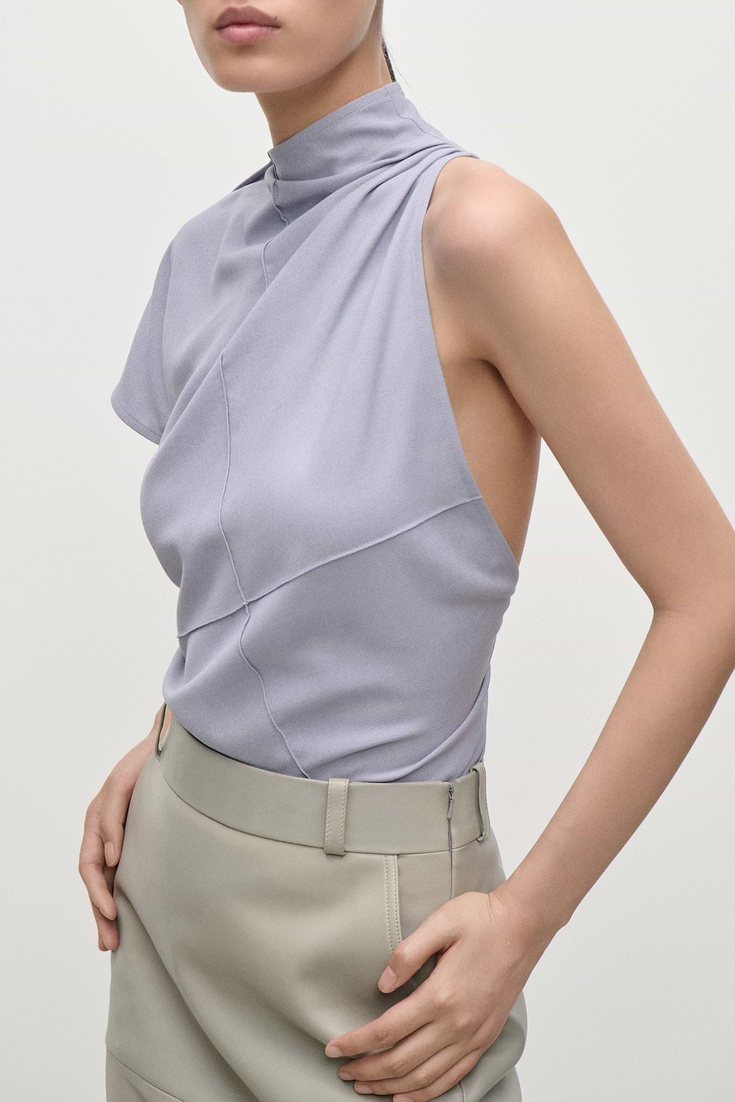 Crease Detail Top In Lilac