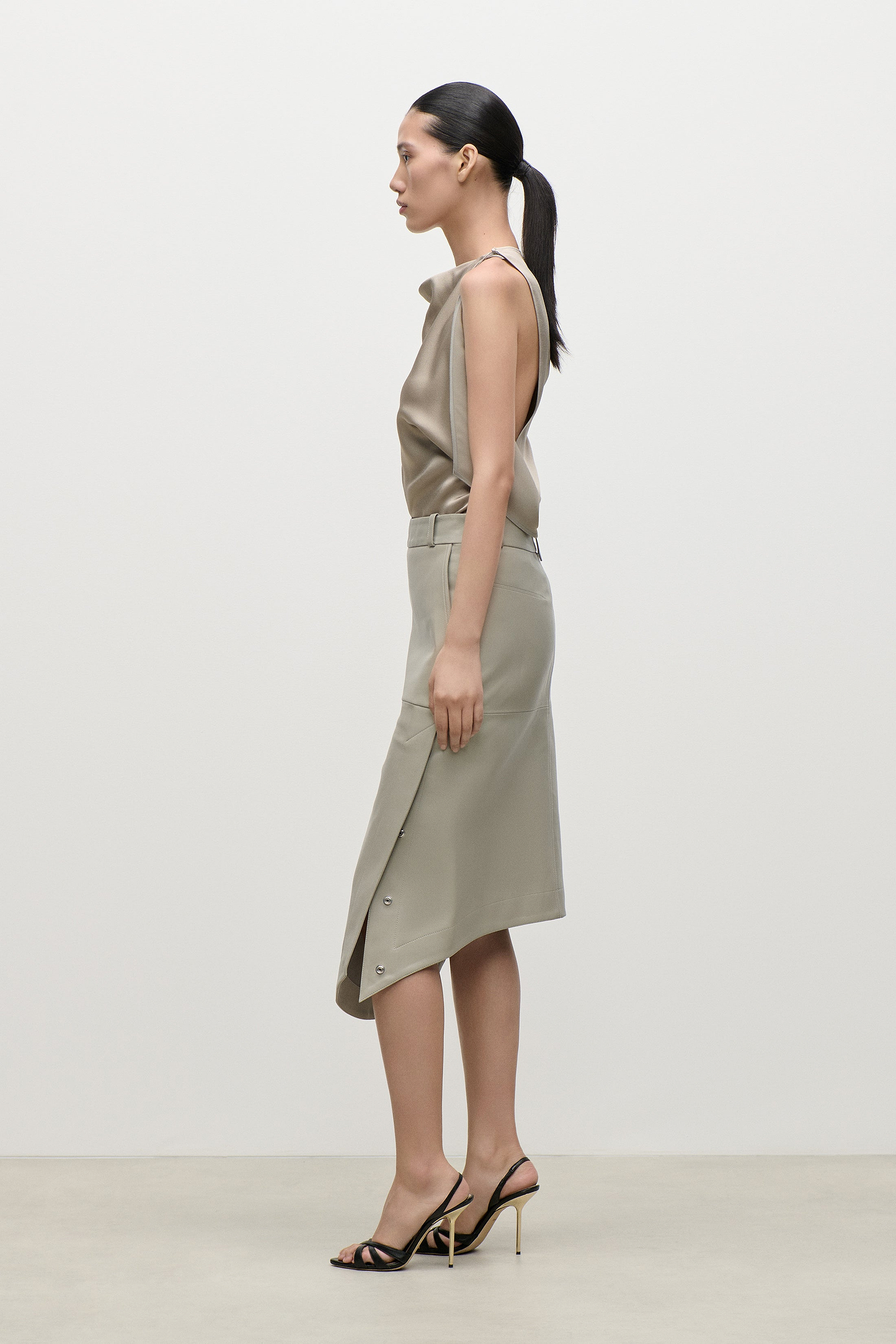 Leather Skirt In Light Grey