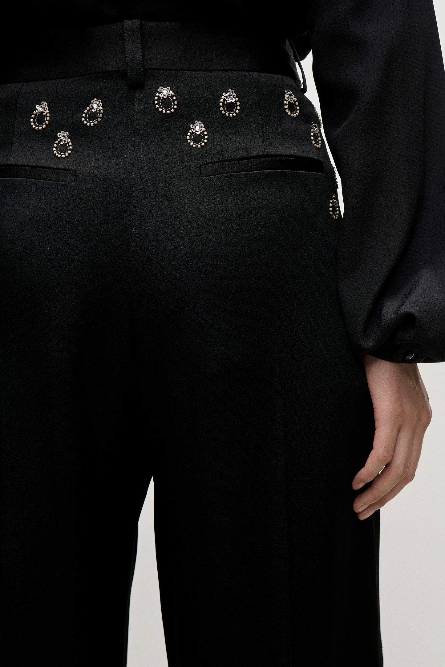 Embroidered Cecilia Trouser In Black