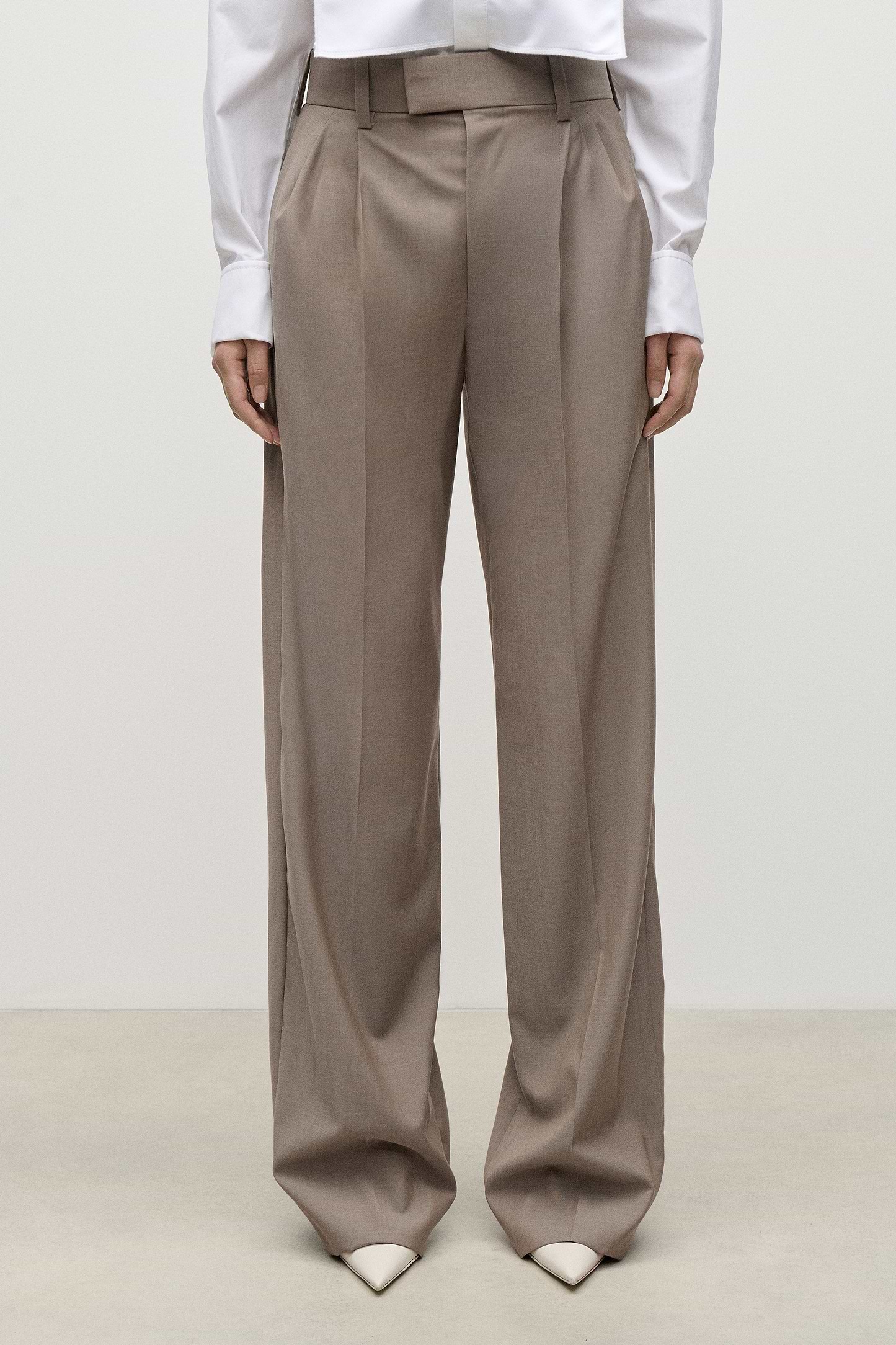 Pleated Trouser In Beige