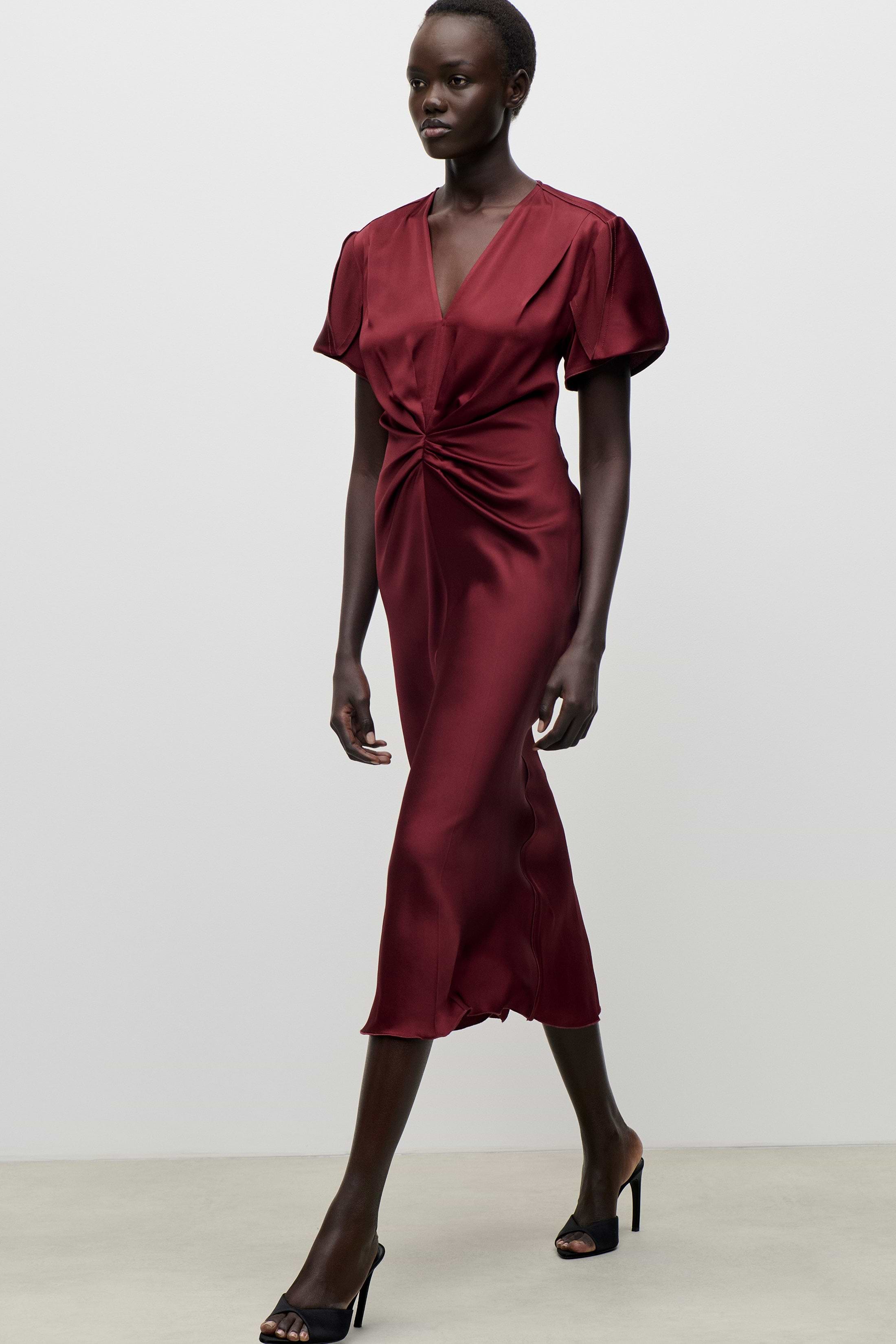 Eve Midi Dress In Burgundy